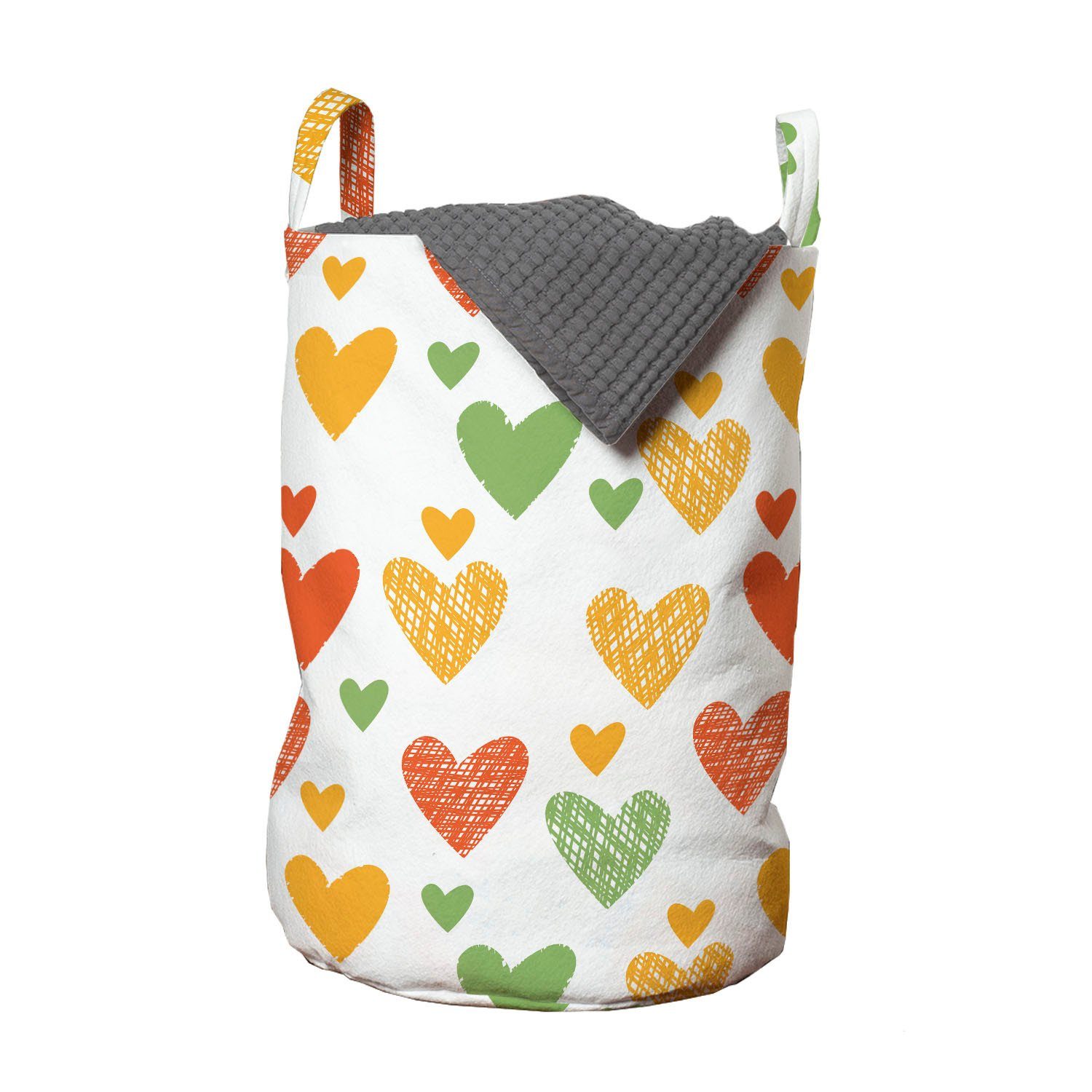 Abakuhaus Wäschesäckchen Wäschekorb mit Griffen Kordelzugverschluss für Waschsalons, Valentine Unregelmäßige Hatched Herzen