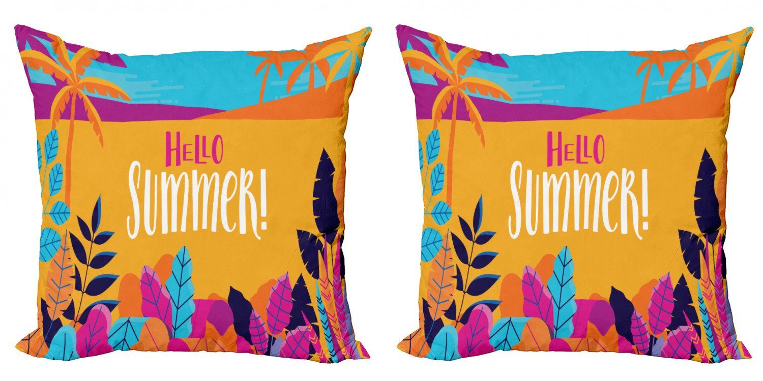 Digitaldruck, Hallo Sommer Accent (2 Zitat Stück), Doppelseitiger Beach Abakuhaus Kissenbezüge Modern Tropical