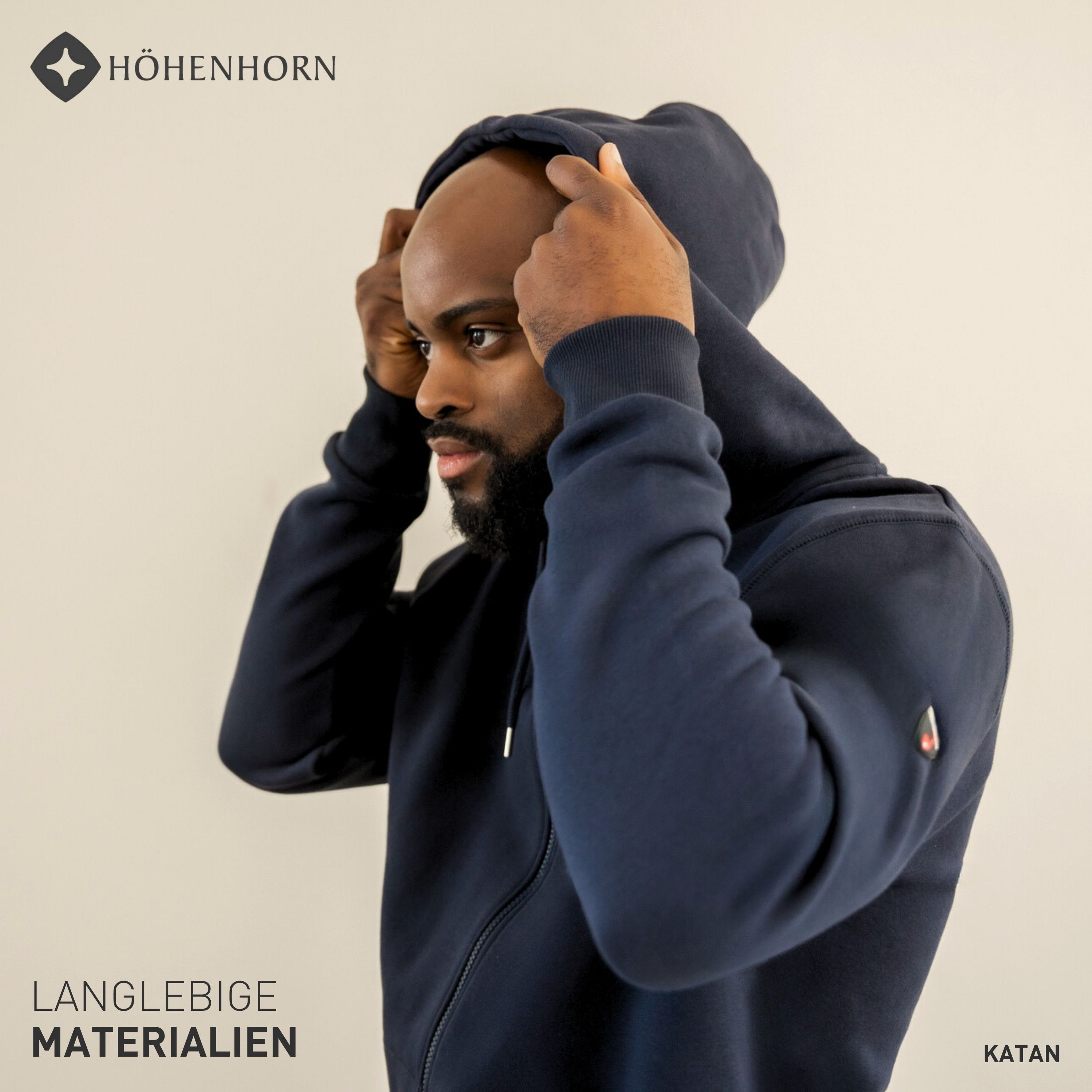 Höhenhorn Hoodie Katan Herren Hoody für Männer Pullover Sweatshirt Kapuzenpullover Hochwertige Baumwolle, weiche Innenseite, angenehm warm