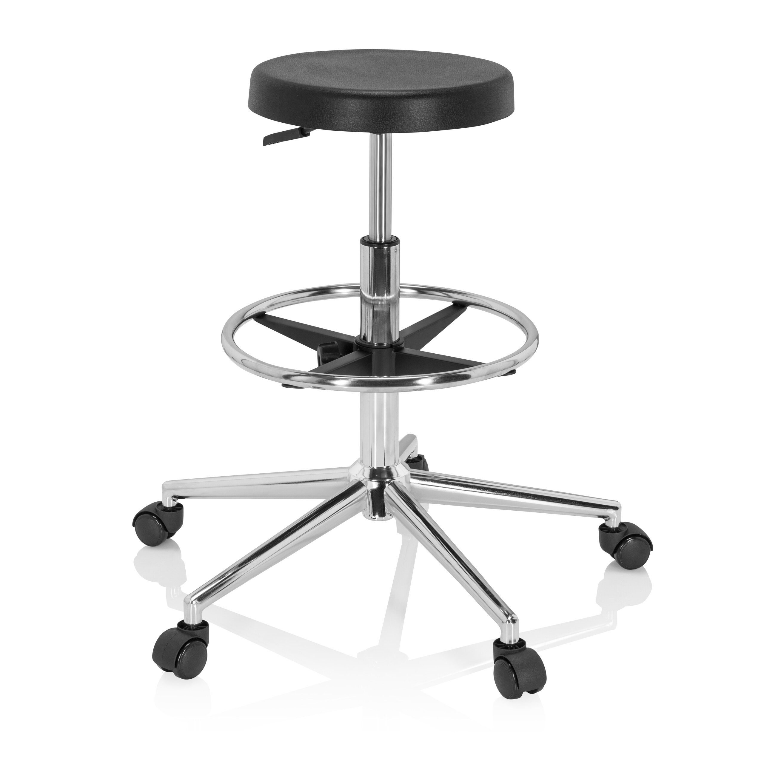 hjh OFFICE Arbeitshocker Drehhocker TOP WORK 14 I Hartschaum ohne Armlehnen, Drehhocker Bürohocker mit Fußring, höhenverstellbar, Hartschaum Sitz