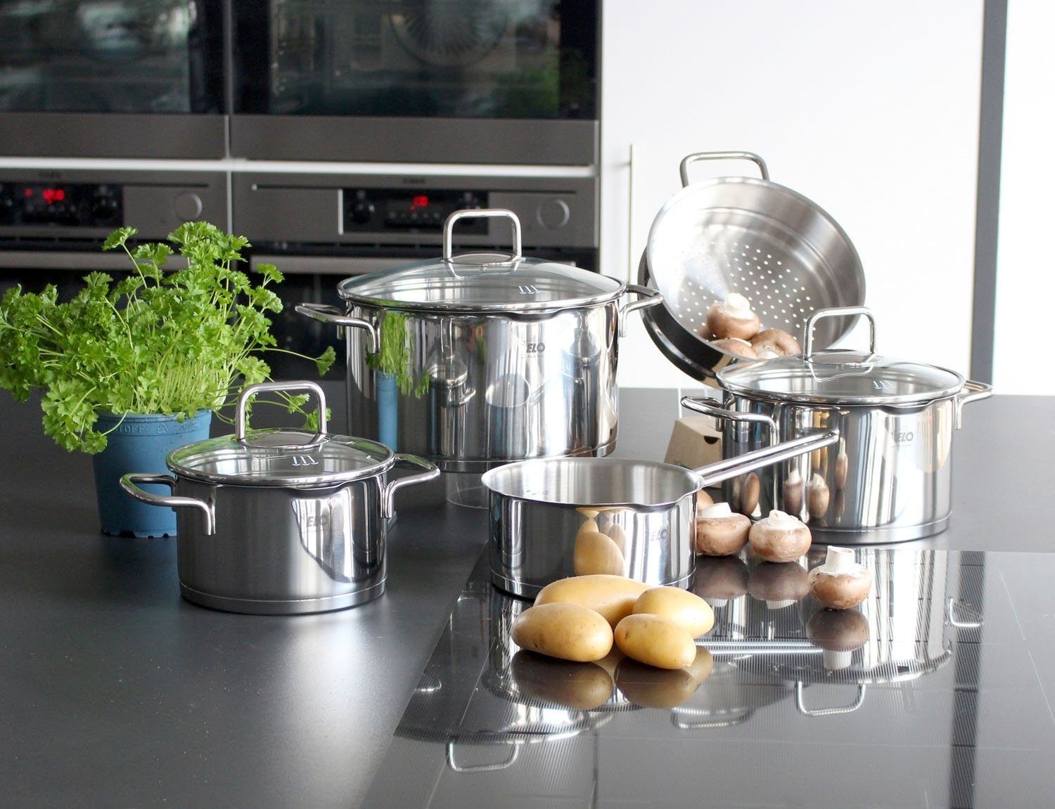 Elo Kochtopf 5-teilig SMART STEAM, Edelstahl 18/8, mit Glasdeckel