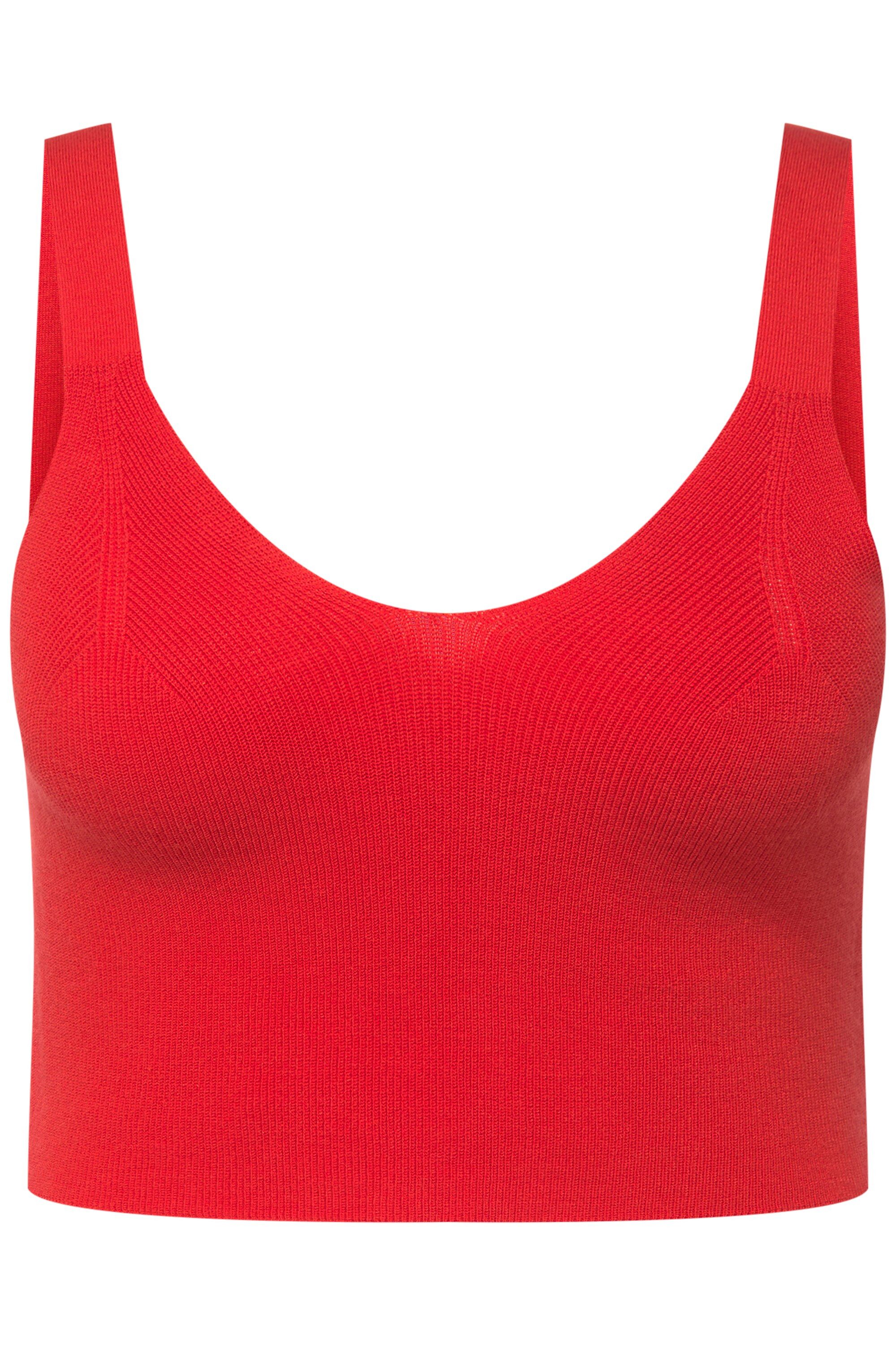 Ulla Popken Pullunder Strick-Bustier Rippstrick V-Ausschnitt