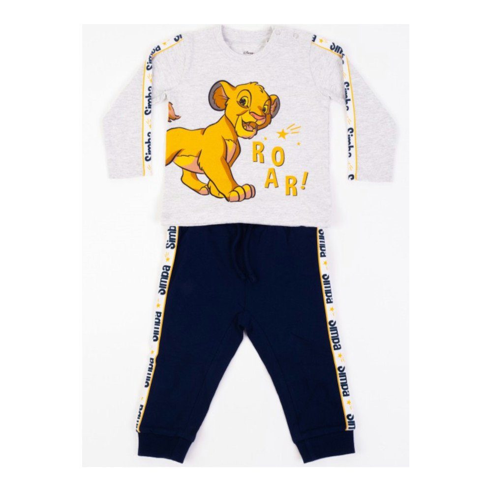 EplusM Shirt & Hose Baby Set Langarm- Shirt mit Hose mit Motiv von König der Löwen "ROAR" (Set, 2-tlg) grau, blau