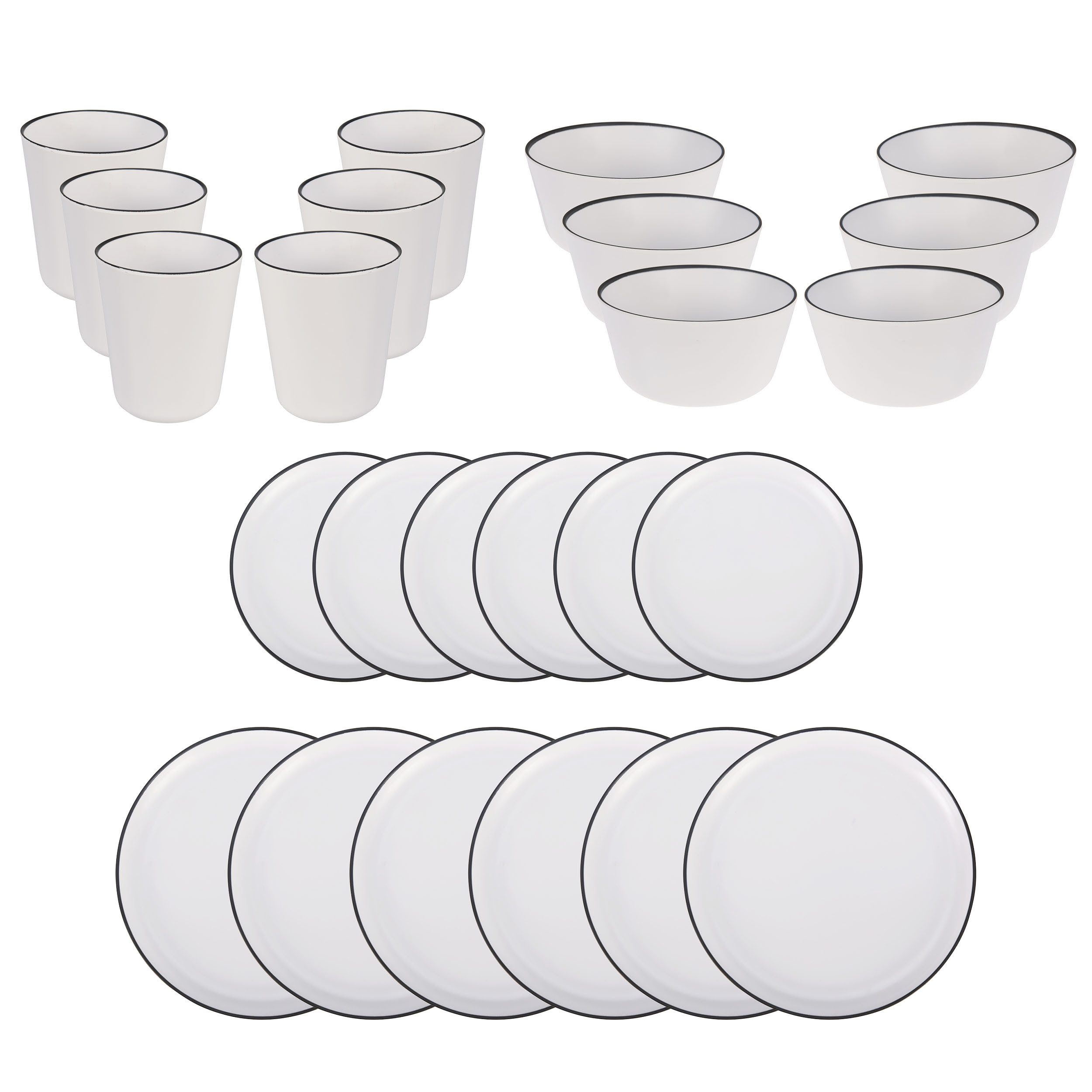 Geschirr-Set Camping-Geschirr Set aus Melamin - wieder verwendbar