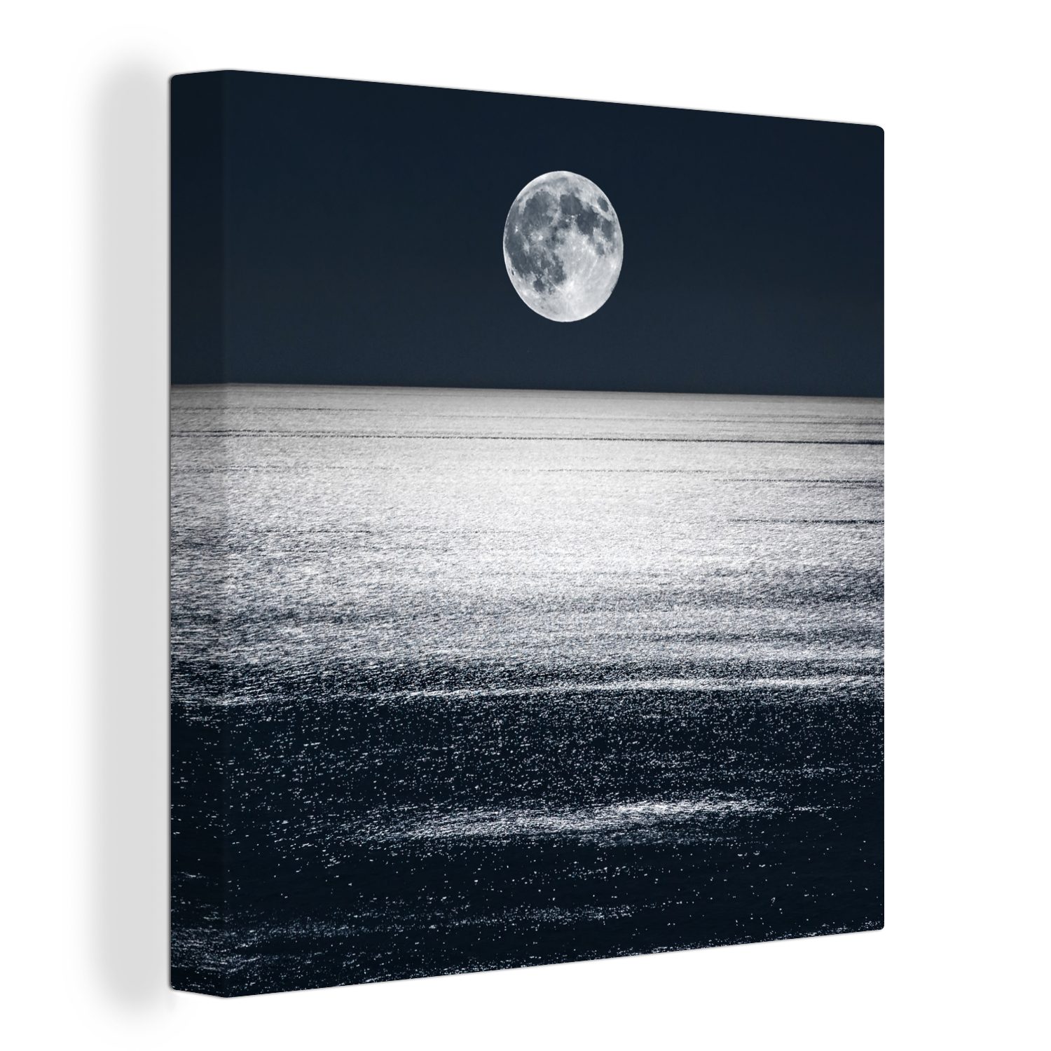 OneMillionCanvasses® Leinwandbild Meer - Mond - Wasser, (1 St), Leinwand Bilder für Wohnzimmer Schlafzimmer