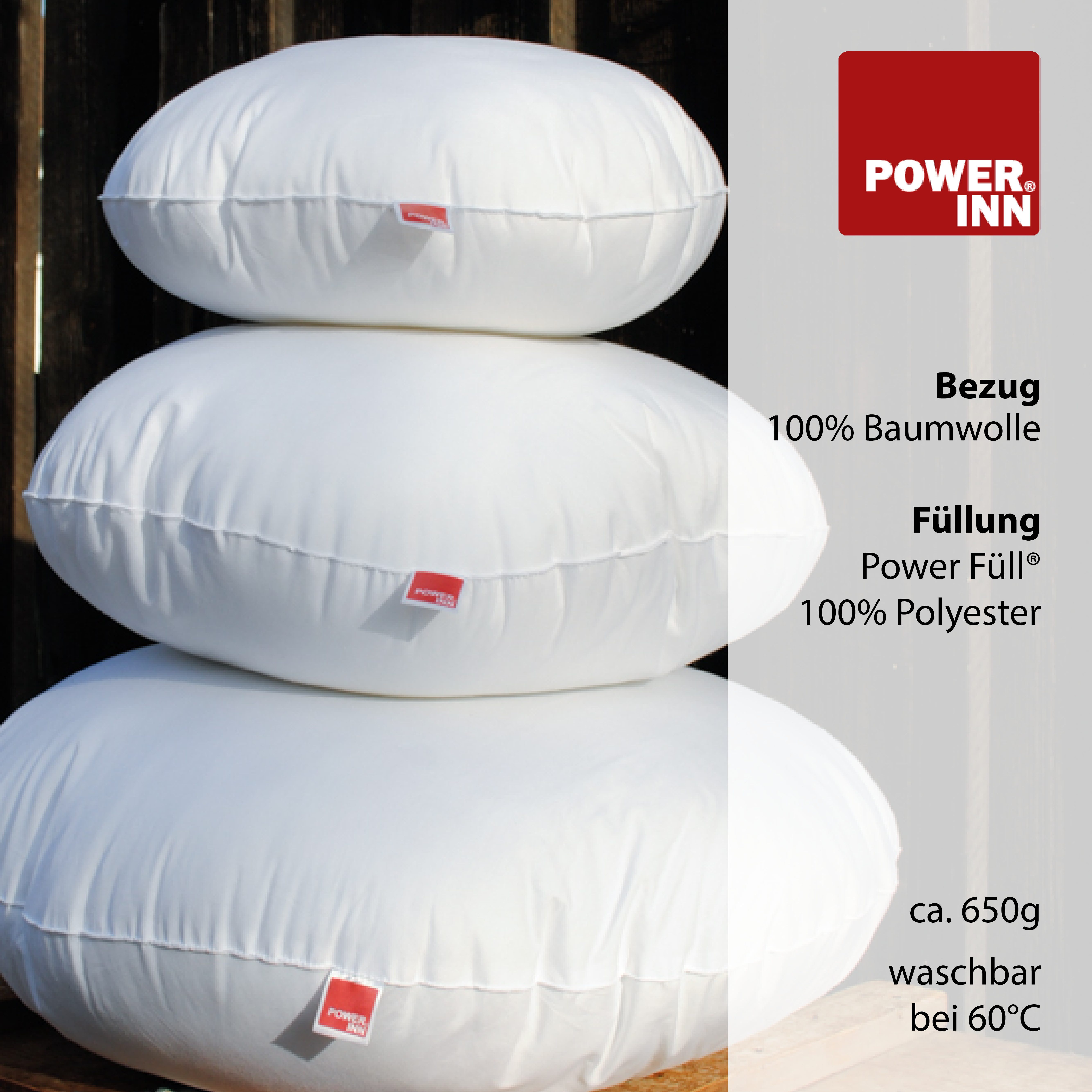 POWER INN Kissenfüllung POWER INN® Innenkissen Baumwolle, Rund