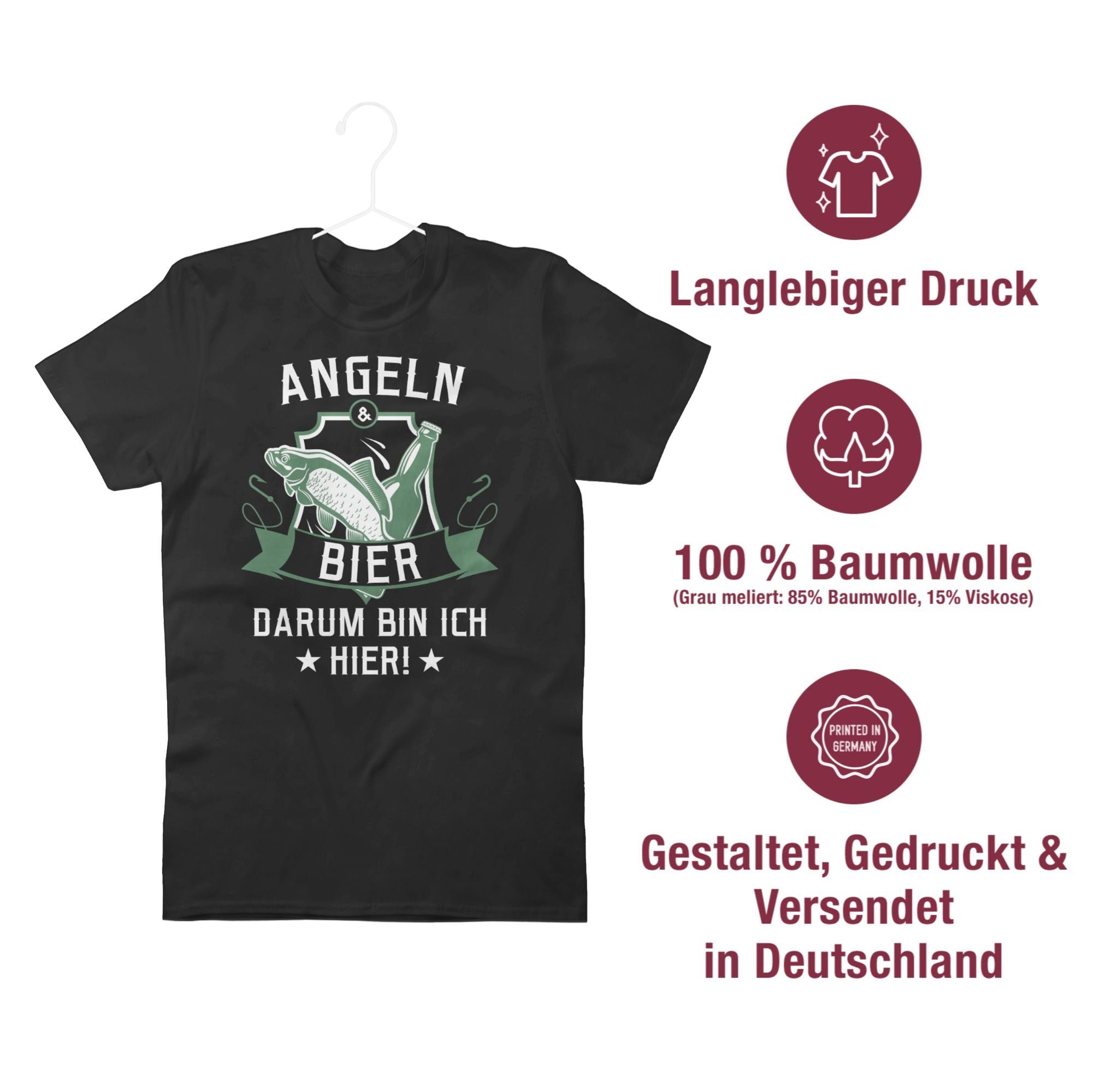 Angeln Schwarz 1 und Bier Shirtracer Angler T-Shirt Geschenke
