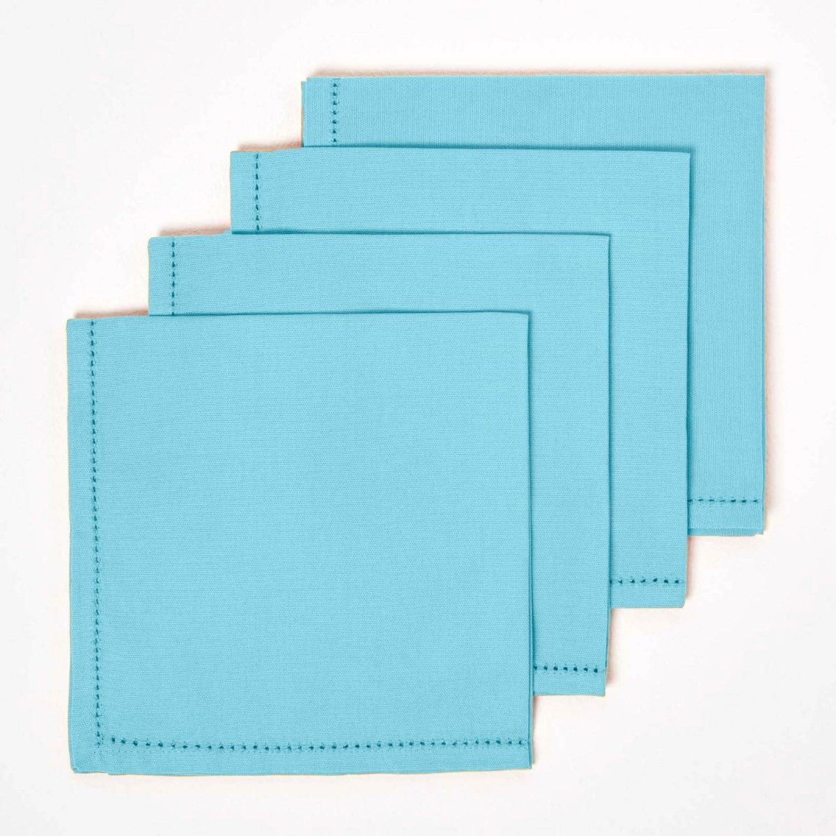 Homescapes Stoffserviette 4er-Set Stoffservietten hellblau – 45 x 45 cm, 100% Baumwolle