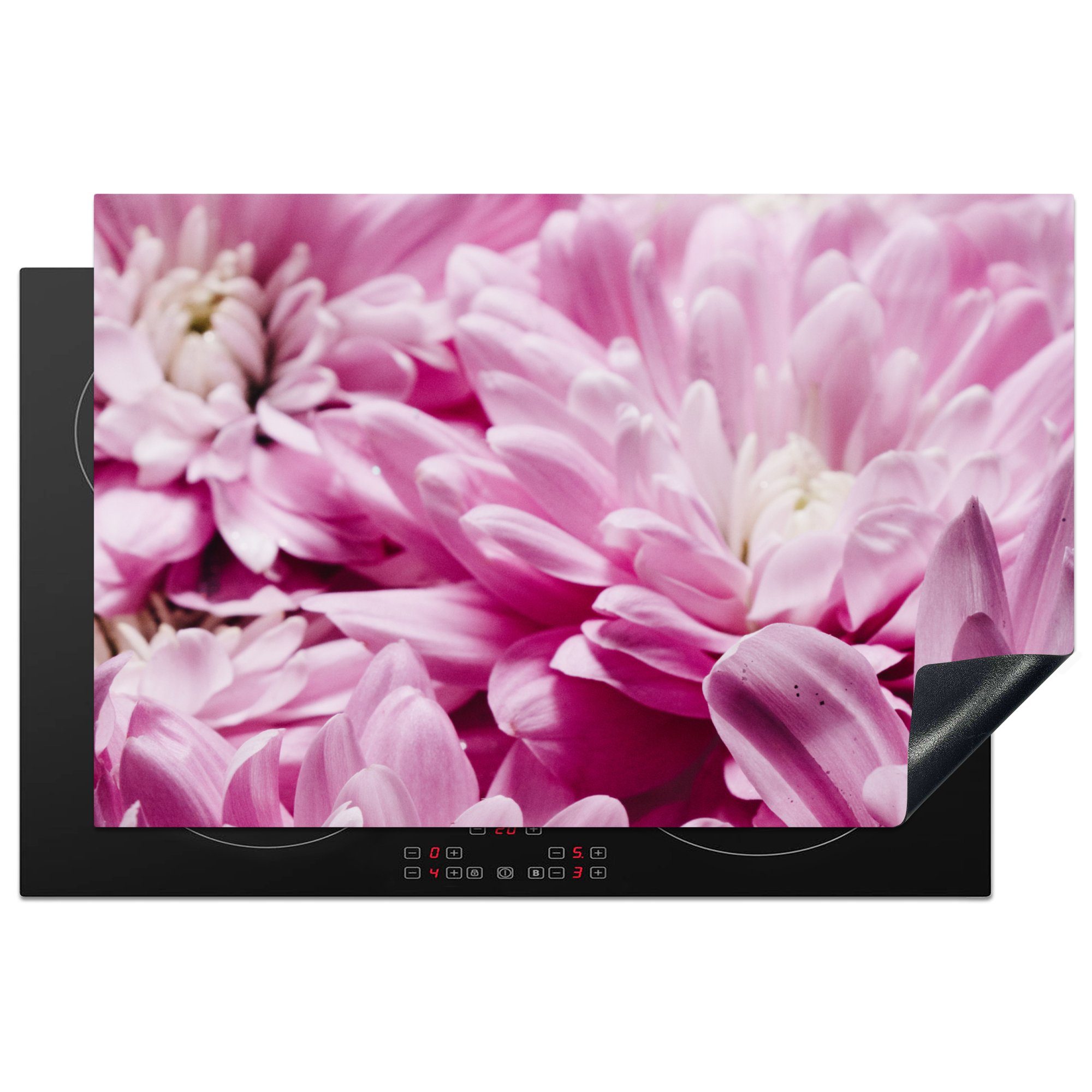 MuchoWow Herdblende-/Abdeckplatte Blumen - Rosa - Natur, Vinyl, (1 tlg), 81x52 cm, Induktionskochfeld Schutz für die küche, Ceranfeldabdeckung