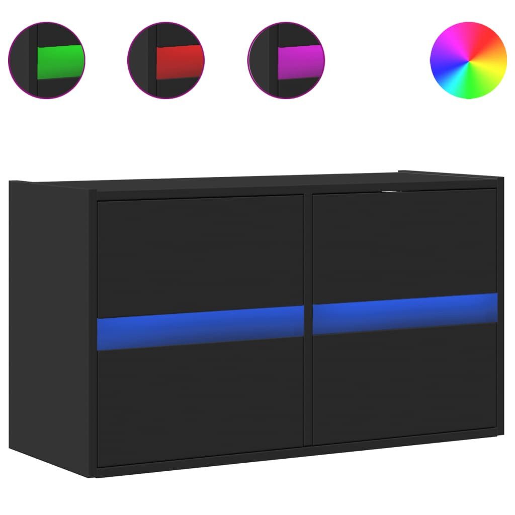 vidaXL Schrankmodule TV-Wandschrank mit LED-Beleuchtung Schwarz günstig online kaufen