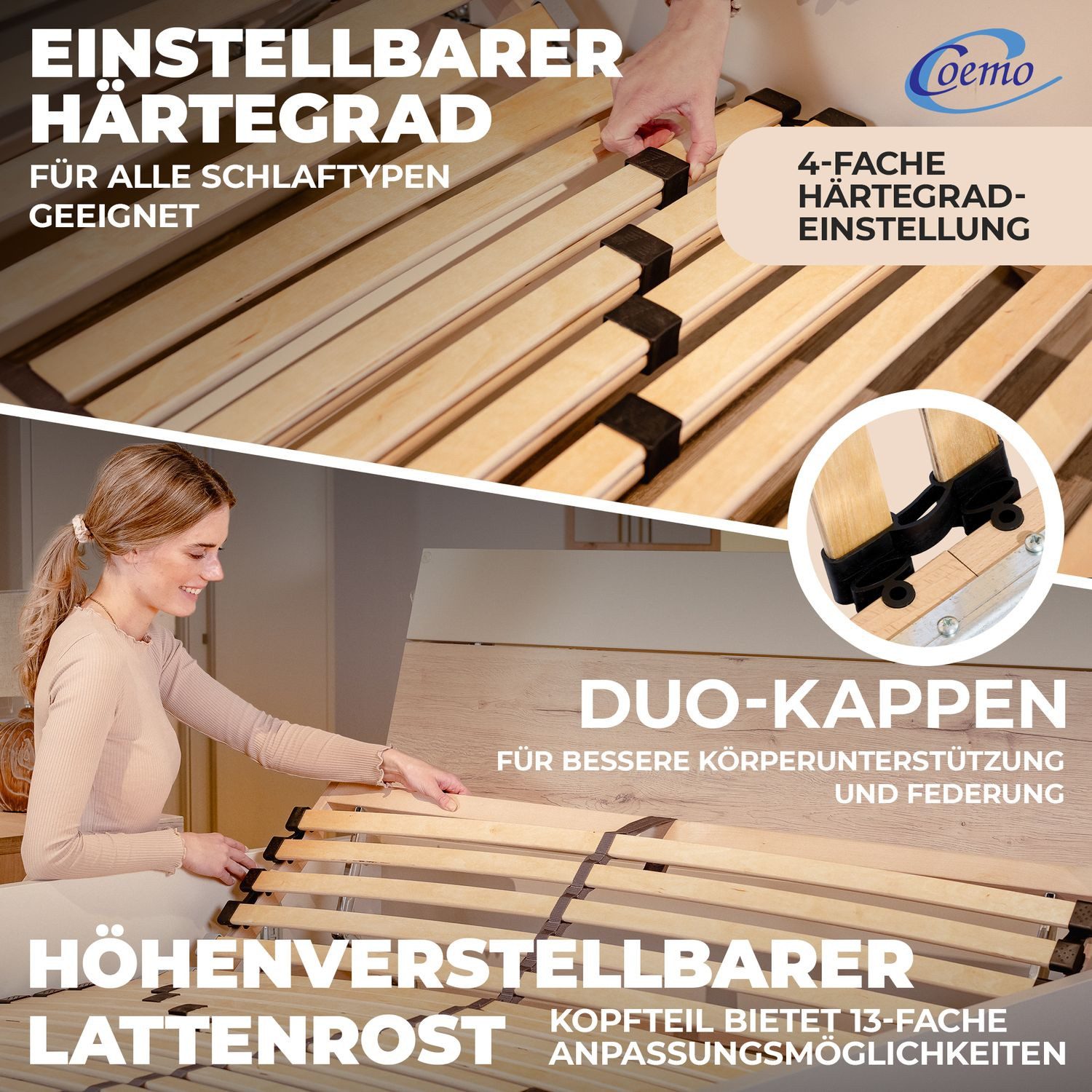 Lattenrost, Coemo, Kopfteil manuell verstellbar, Fußteil günstig online kaufen