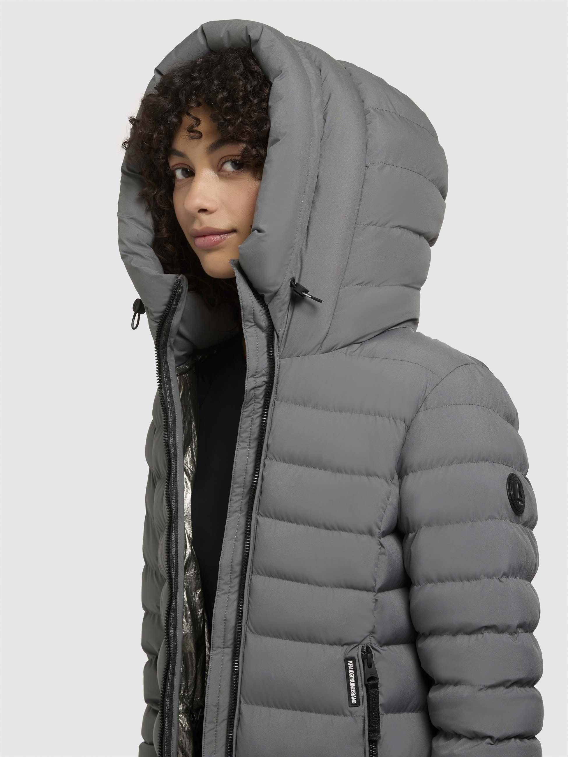khujo Steppjacke Imes-YM Steppmantel mit hohem Kragen und silbrig glänzendem Innenfutter – Bild 5 von 5