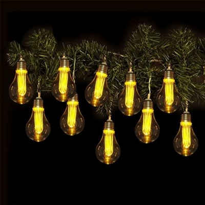 BURI LED Dekolicht Lichterkette mit 10 LED-Glühbirnen und Timer Leuchtdeko Girlande orang