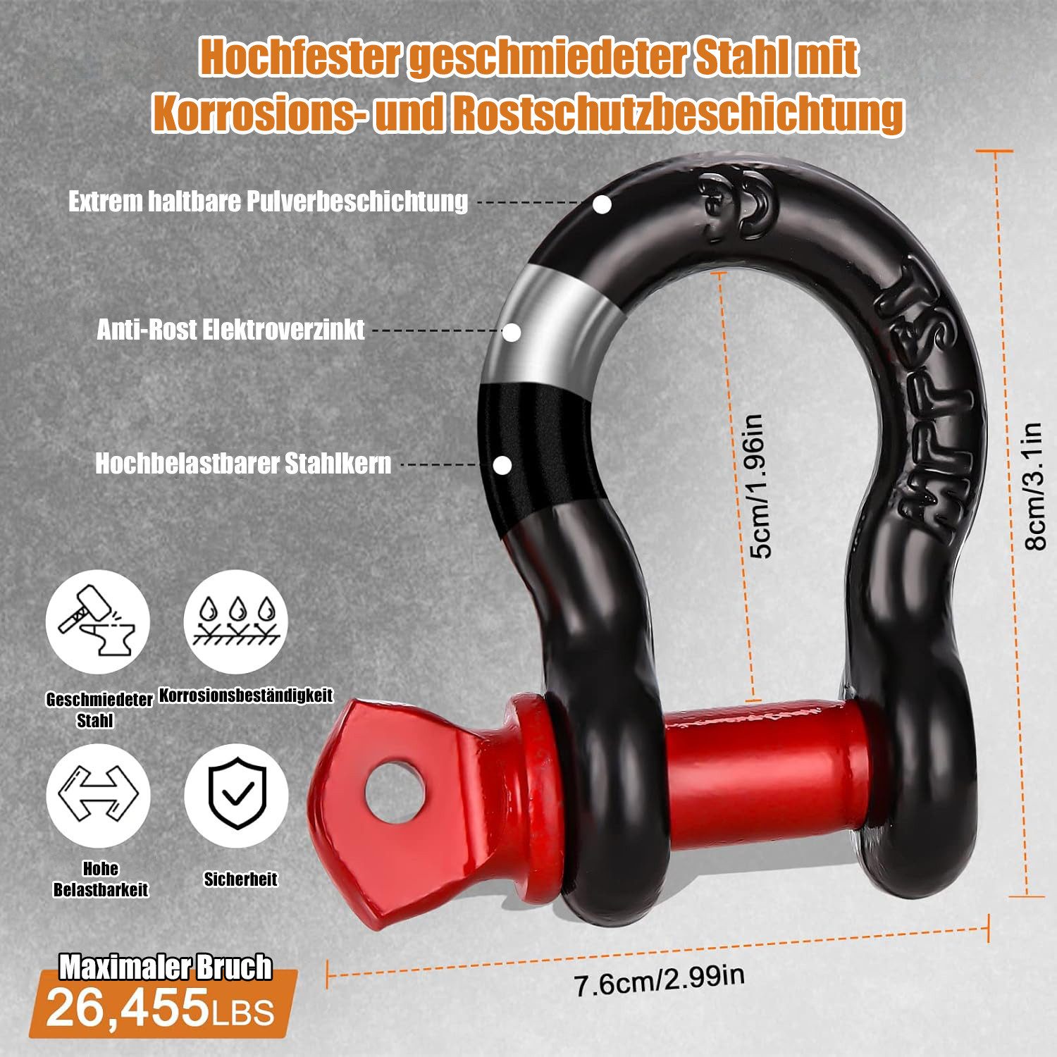 SinLaw Car Tow Rope, 10T Tow Strap, with High-Strength Shackle Tow Rope (1-piece)