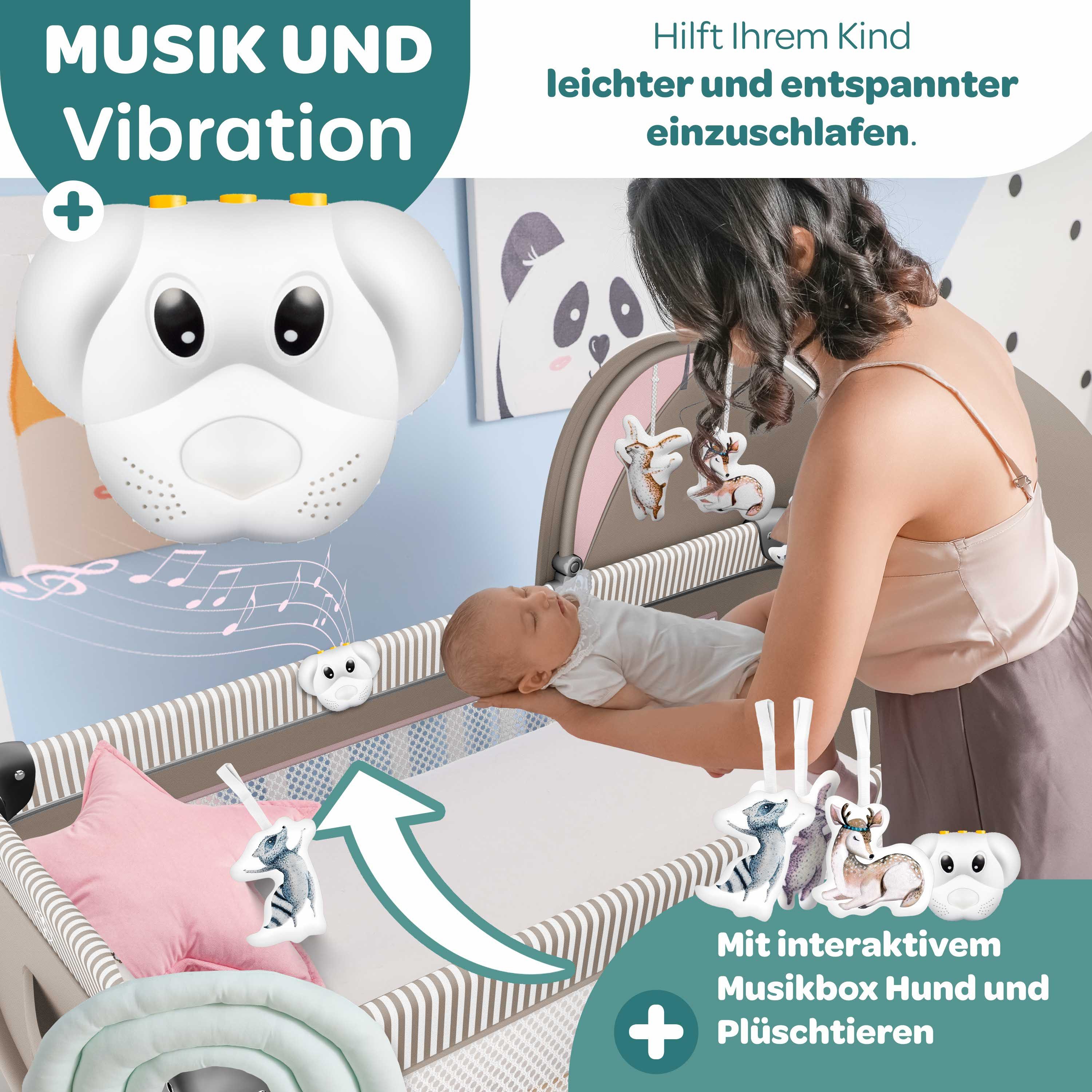 KIDIZ Baby-Reisebett, Babybett Kombi Set mit Matratze & Wickelauflage ab Geburt bis 15 kg