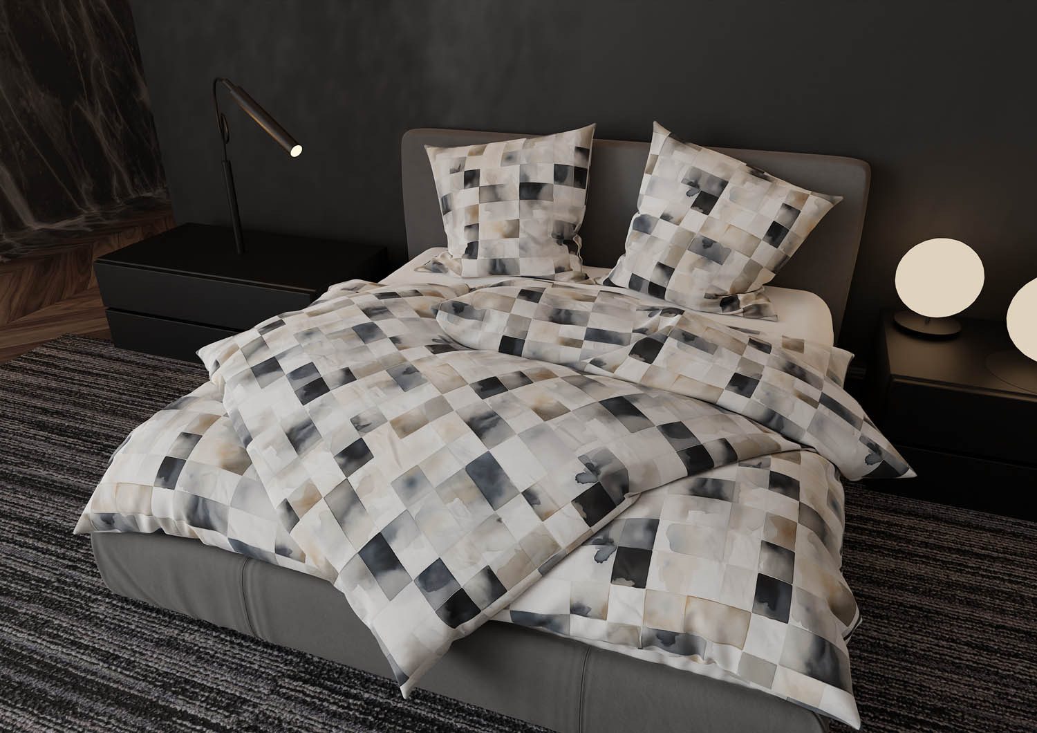 BETTWAESCHE-MIT-STIL Bettwäsche Mako Satin Bettwäsche Karo günstig online kaufen