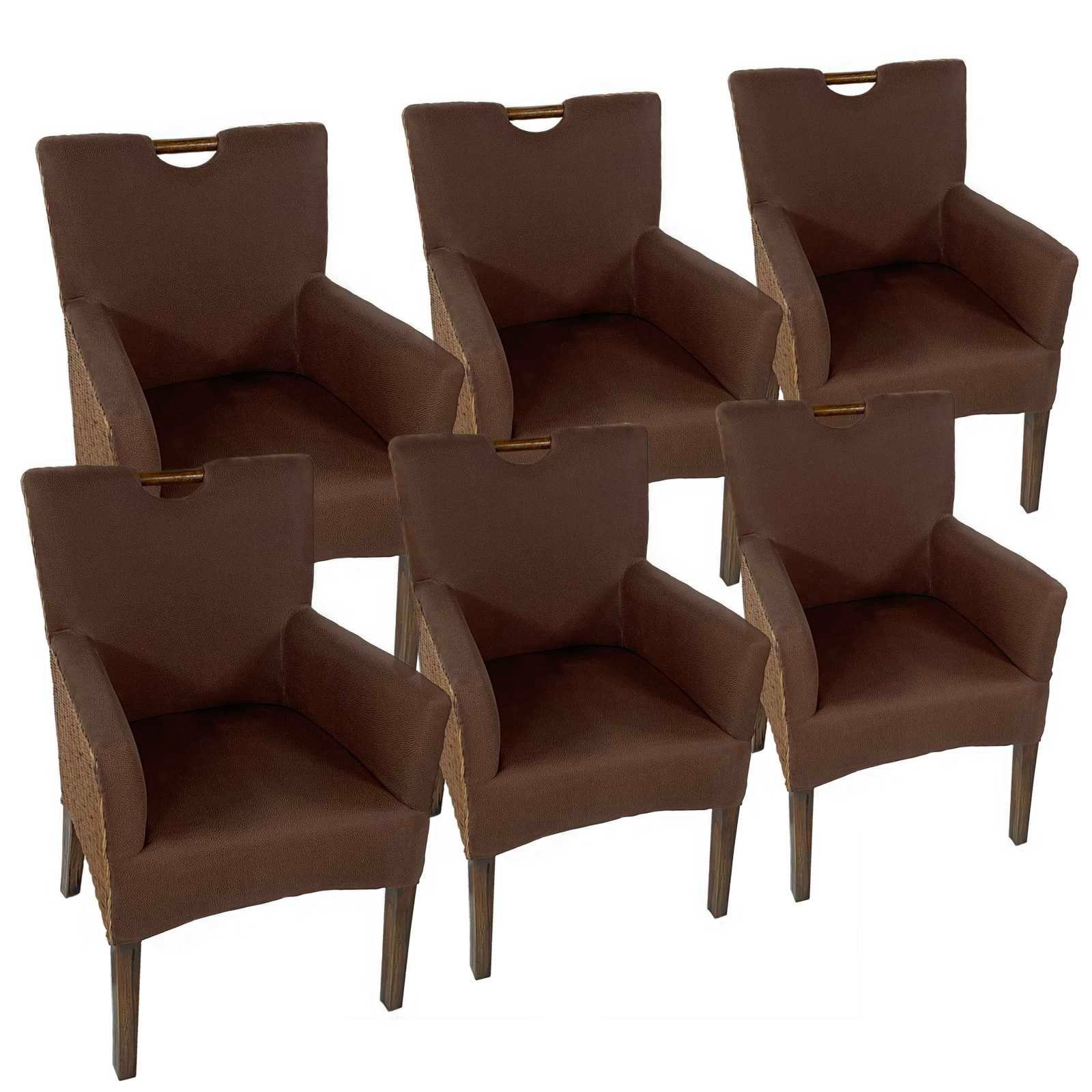 Minara Esszimmerstuhl Esszimmer Stühle Set 6 Stück Rattan Bilbao  Polstersessel prairie brown