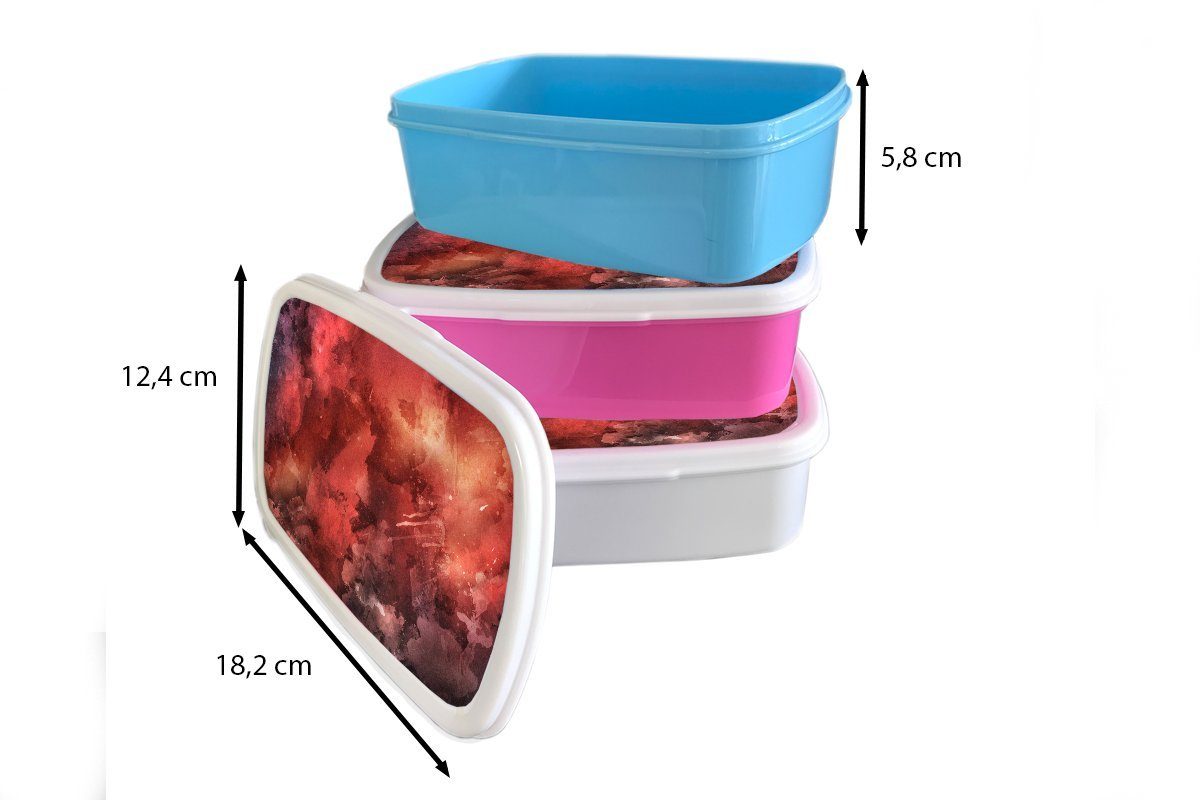 - Brotbox MuchoWow Snackbox, Aquarell Kinder, Mädchen, (2-tlg), Lunchbox Kunststoff Rot, für Erwachsene, rosa - Kunststoff, Brotdose Abstrakt