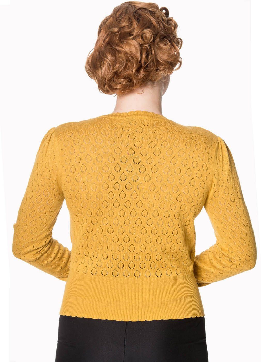 Banned Strickpullover Basic Instinct Gelb Vintage Rockabilly Wickeltop günstig online kaufen