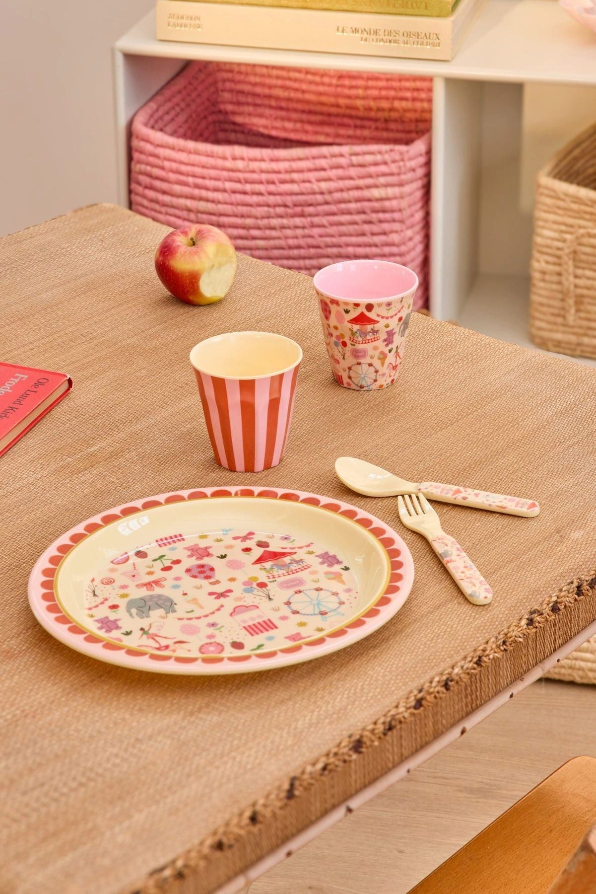 rice Teller Rice Melamin Teller Pink - Fun Fair Print