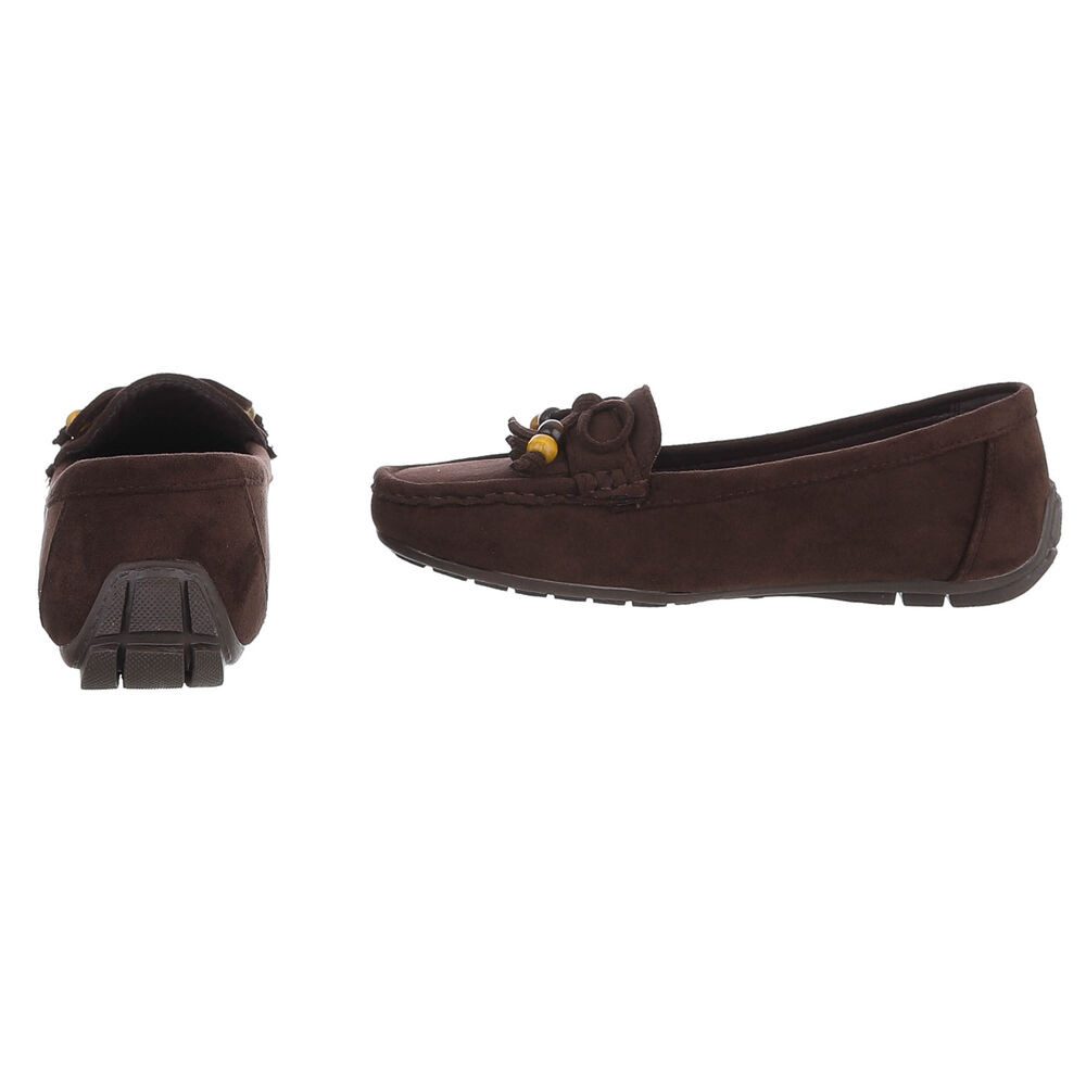 Ital-Design Bequemer Slipper mit Schleife für Damen, ideal für Freizeit Slipper (91554448) Flach Mokassins in Dunkelbraun – Bild 5 von 5