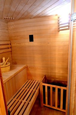 MASILY Sauna Sauna Helsinki traditionelle Heimsauna, BxTxH: 150 x 150 x 200 cm, Saunakabine, Hemlockholz, 8kW Ofen Steuergerät