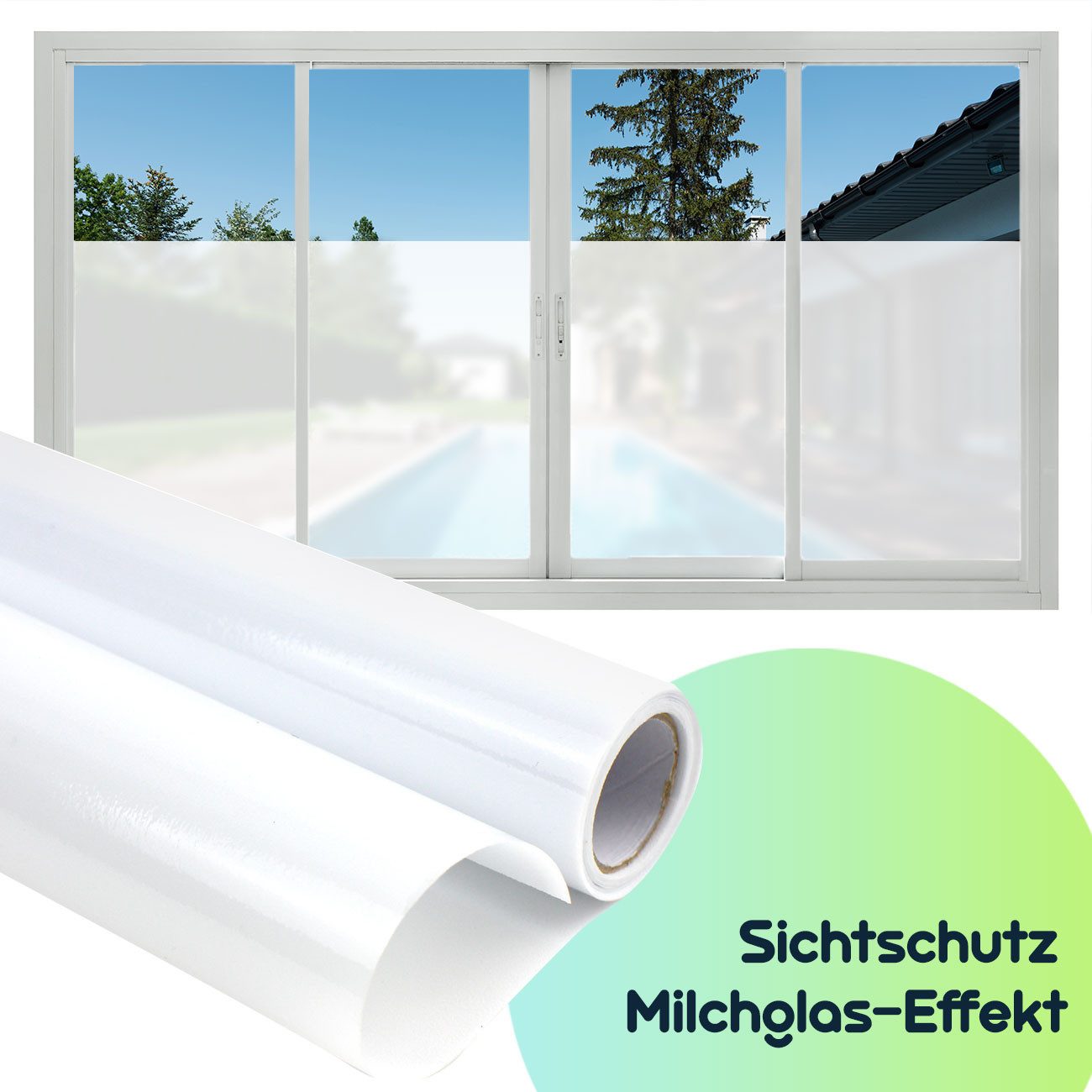 Casativo Fensterfolie Milchglasfolie statisch haftend (45x200cm) – Sichtschutz-Folie, blickdicht & lichtdurchlässig – Selbstklebende Fensterfolie – Bild 4 von 5