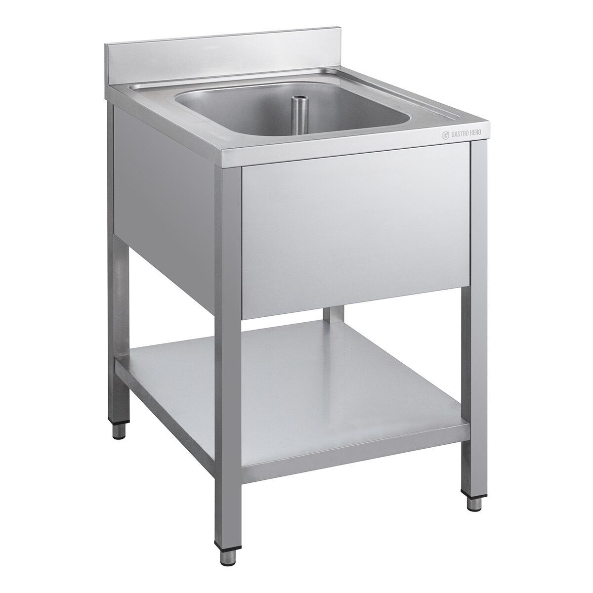 GastroHero Arbeitstisch Spültisch 60x70 cm - Edelstahl mit Becken - Gastro - Spüle