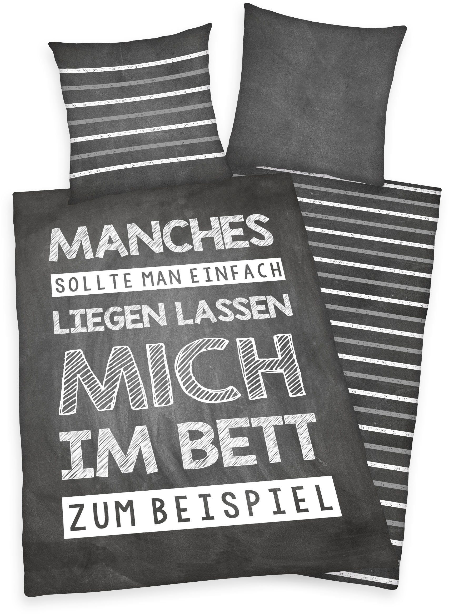 Wendebettwäsche "Manches sollte man einfach liegen lassen ..." in Gr. 135x200 cm, Herding Young Collection, Renforcé, 2 teilig, Bettwäsche aus Baumwolle, Kinderbettwäsche, Herding Young Collection