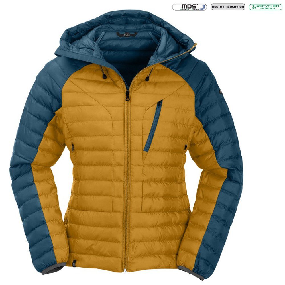 Annaberg Loftjacke Materials Winterjacke Damen Maul Trekkingjacke blau gelb recycled Maul Gold