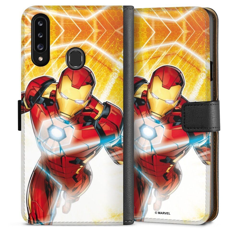 DeinDesign Handyhülle Iron Man on Fire, Samsung Galaxy A20s Hülle Handy Flip Case Wallet Cover