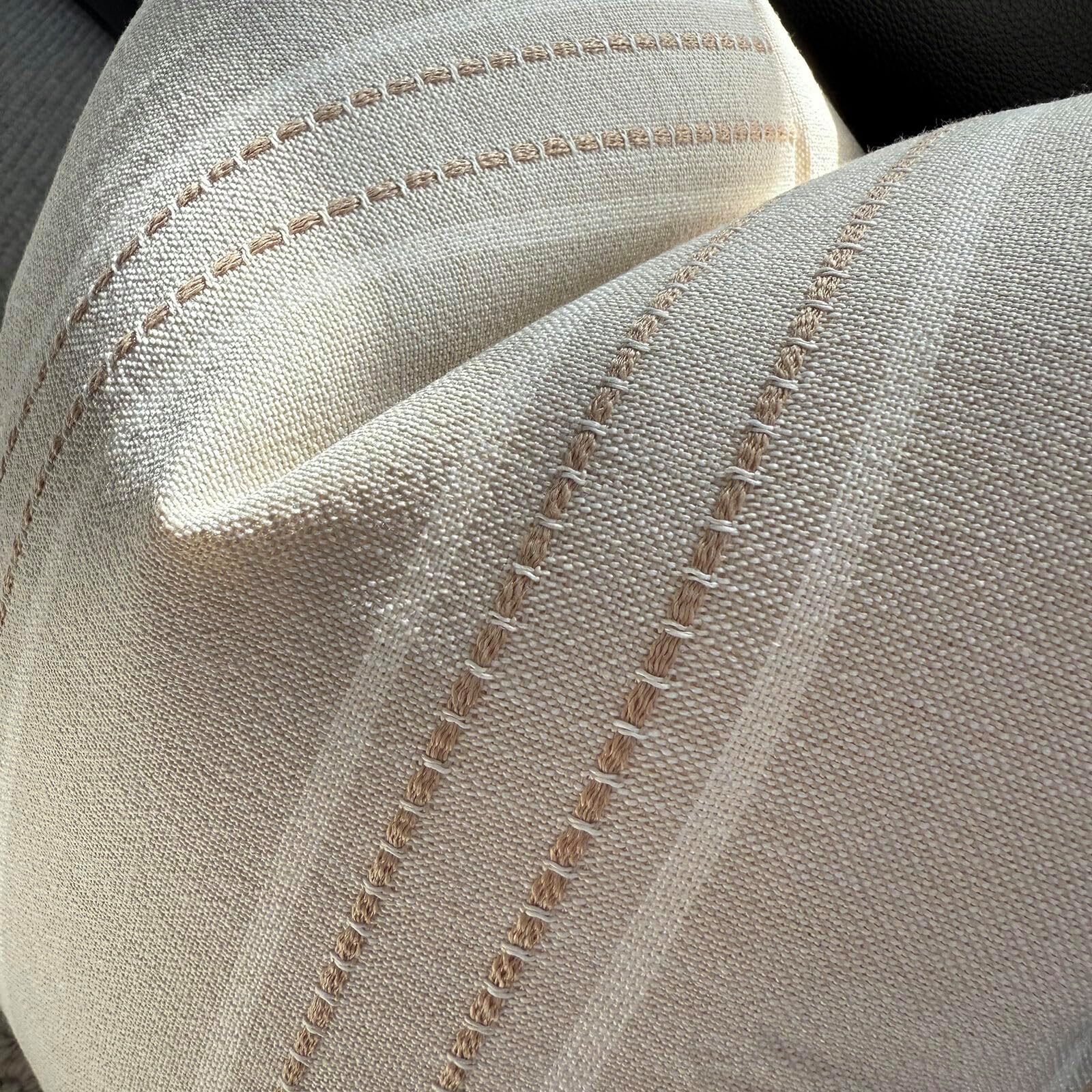 FOUORTUNATE-BEE Kissenbezug 2 Stück Farmhouse gestreift Kissenbezug Beige mit Streifen, (2 Stück), Kissenbezüge für Sofa, Couch, Bett, Wohnzimmer, Bauernhaus-De – Bild 5 von 5