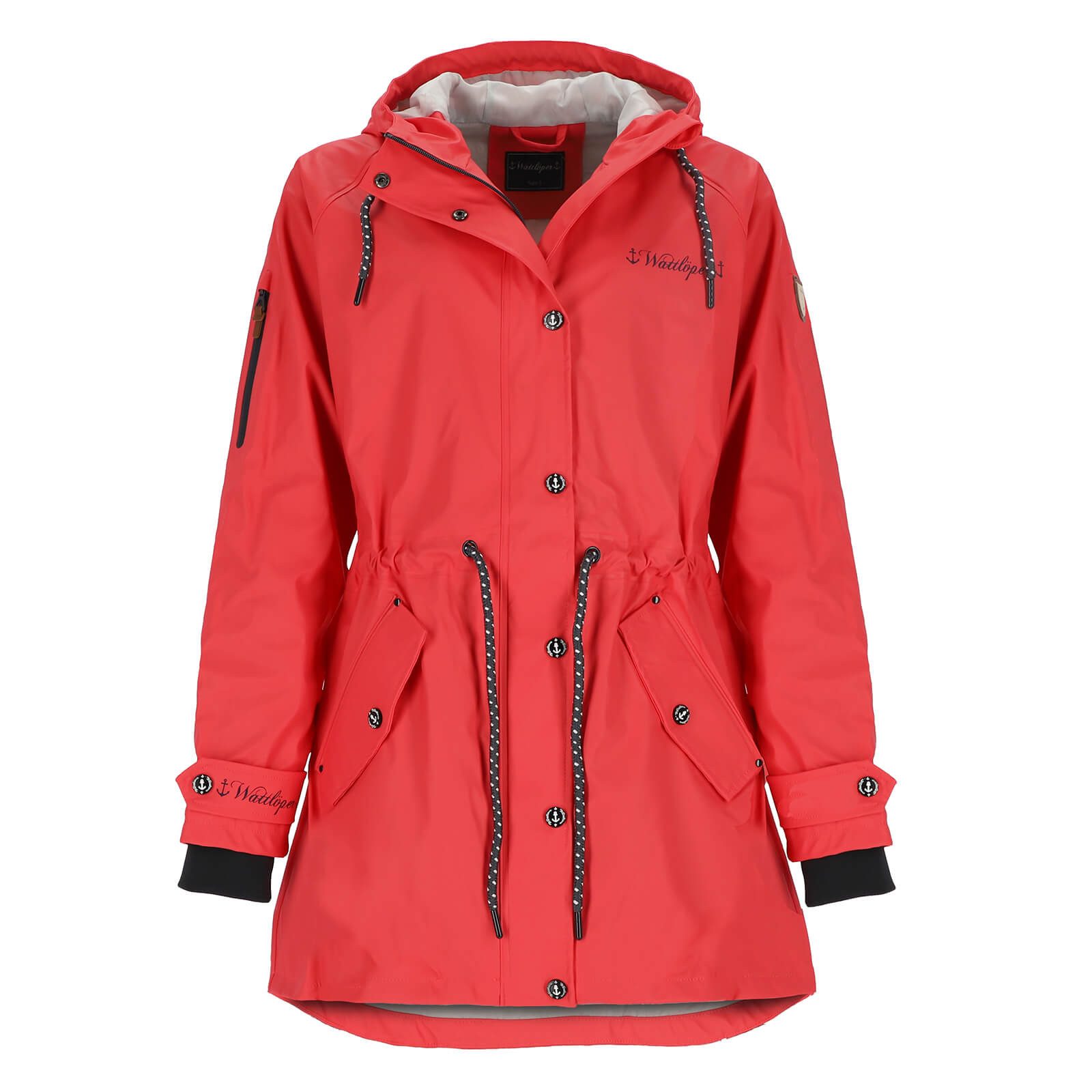 Wattlöper Regenmantel 50704 Damen Regenjacke Regenparka - Parka mit weicher Beschichtung Verschweißte Nähte, Abgedeckter Frontreißverschluss, Kordelzug-Kapuze