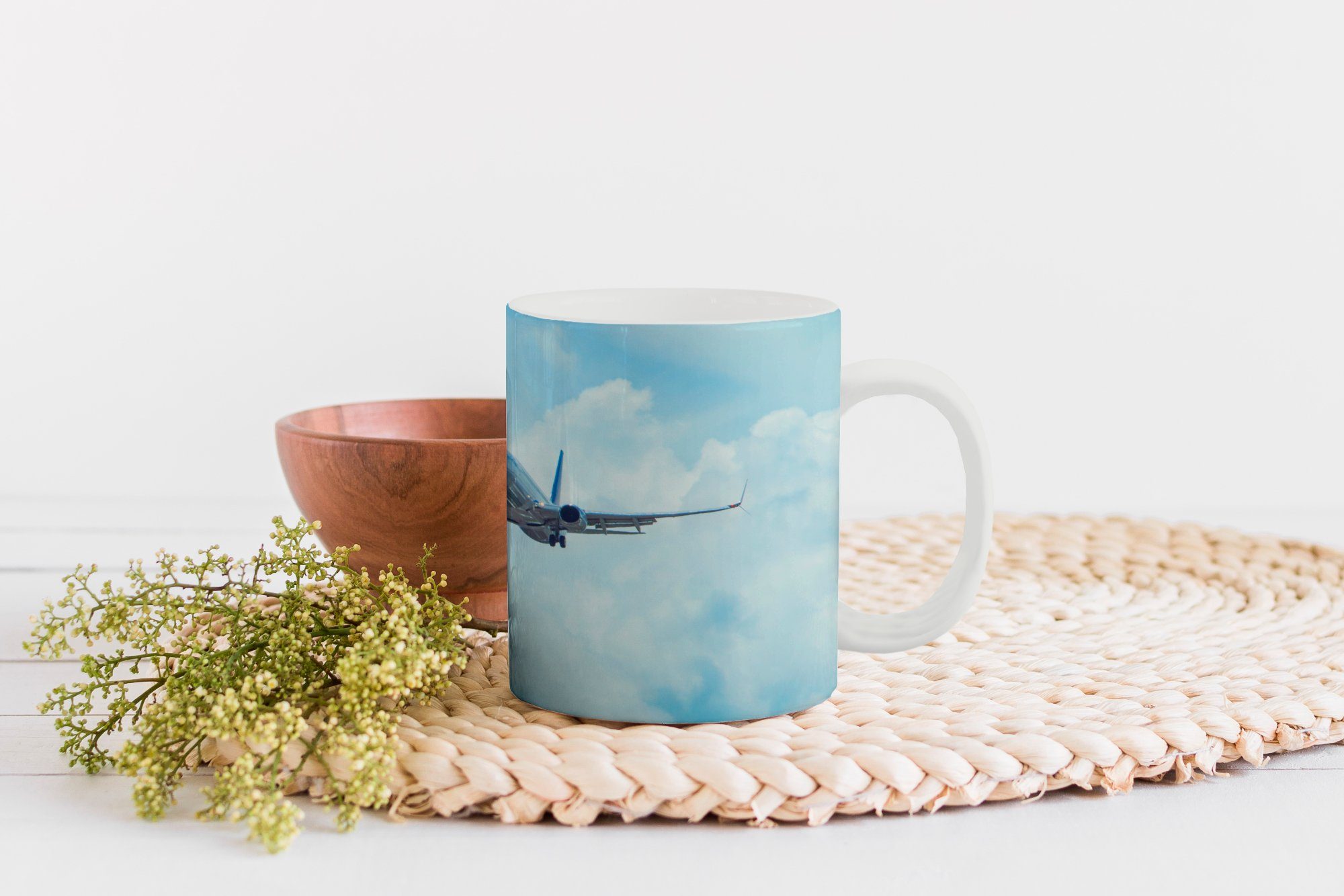 Teetasse, in Geschenk Tasse Teetasse, der Luft, Keramik, Kaffeetassen, Flugzeug MuchoWow Becher, Ein