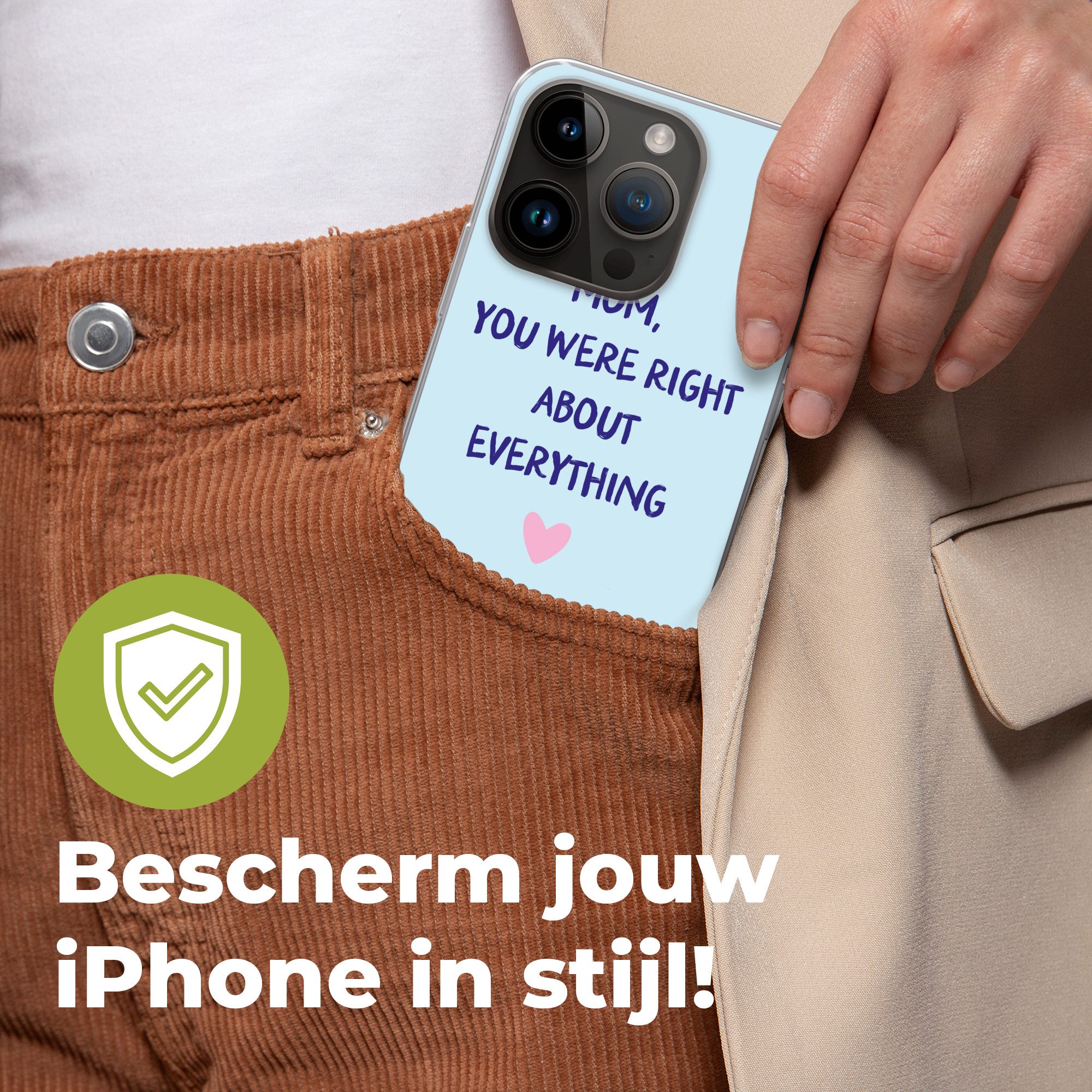 MuchoWow Handyhülle für Apple iPhone 14 Pro Mutter - Zitat - Blau, Smartphone-Bumper, Print, Handy Schutzhülle Dünn