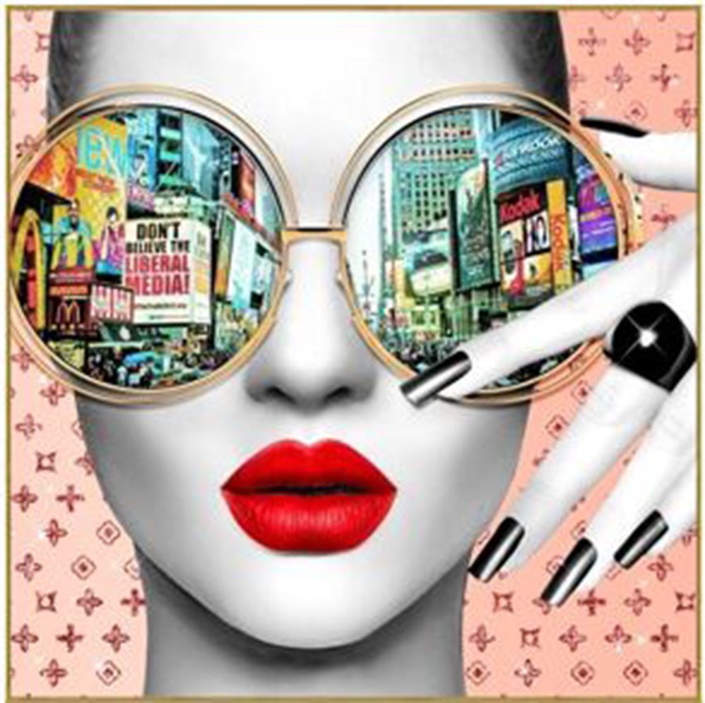 Kare Design Bild mit Rahmen Gerahmtes Bild Times Square View 80x80cm