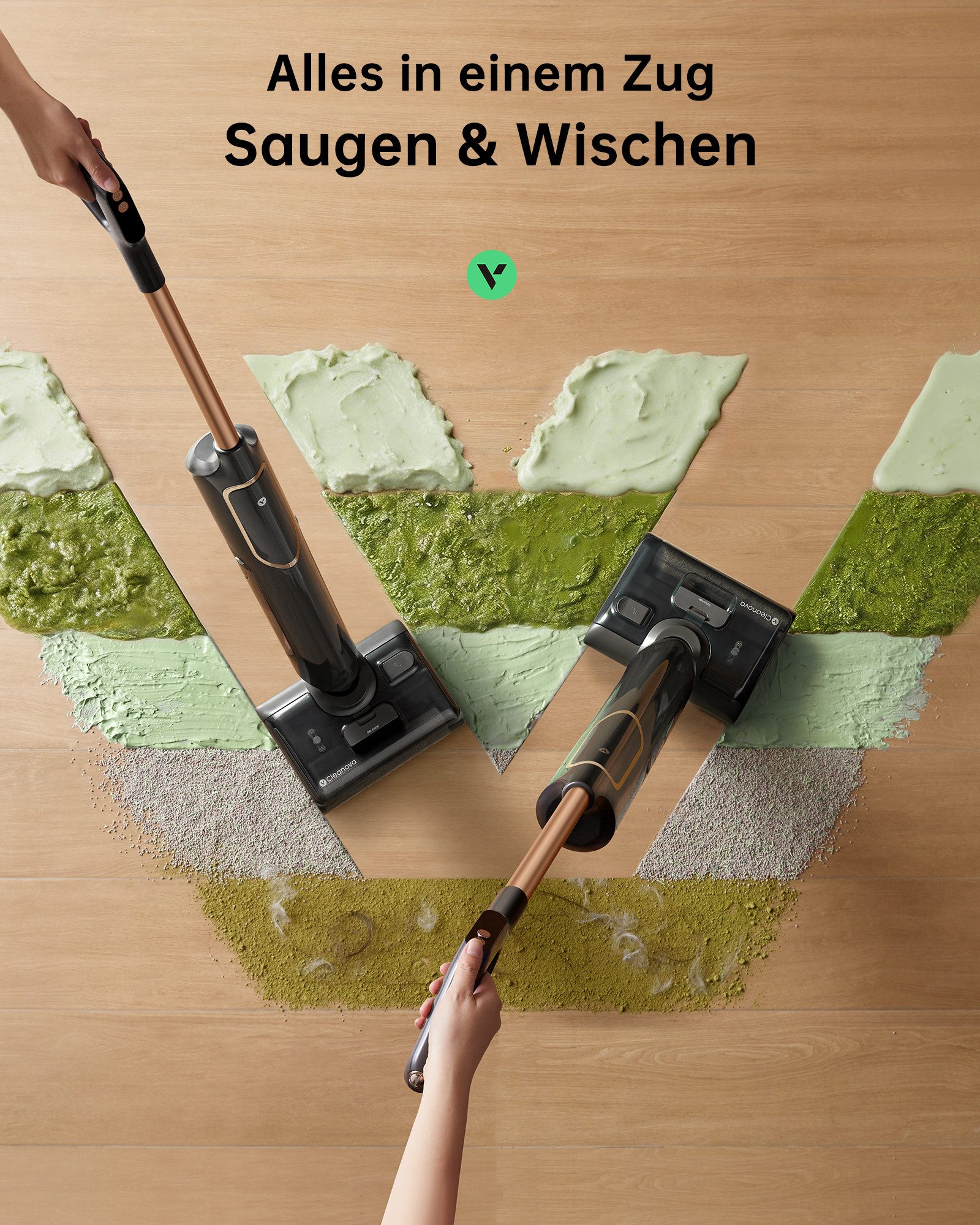 Vactidy Nass-Trocken-Akkusauger Vactidy X7 Series,180° Neigung,3 in 1,Selbstreinigung, 250 W, beutellos, 0 mm Kantenanpresssystem,Anti-Tangle-Technologie