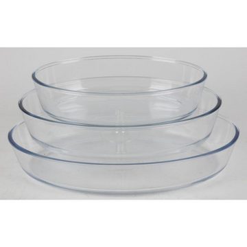 BURI Auflaufform 4x Glas-Auflaufform 3er Set Geschirr Küchenhelfer Küche Haushalt wohne, Glas