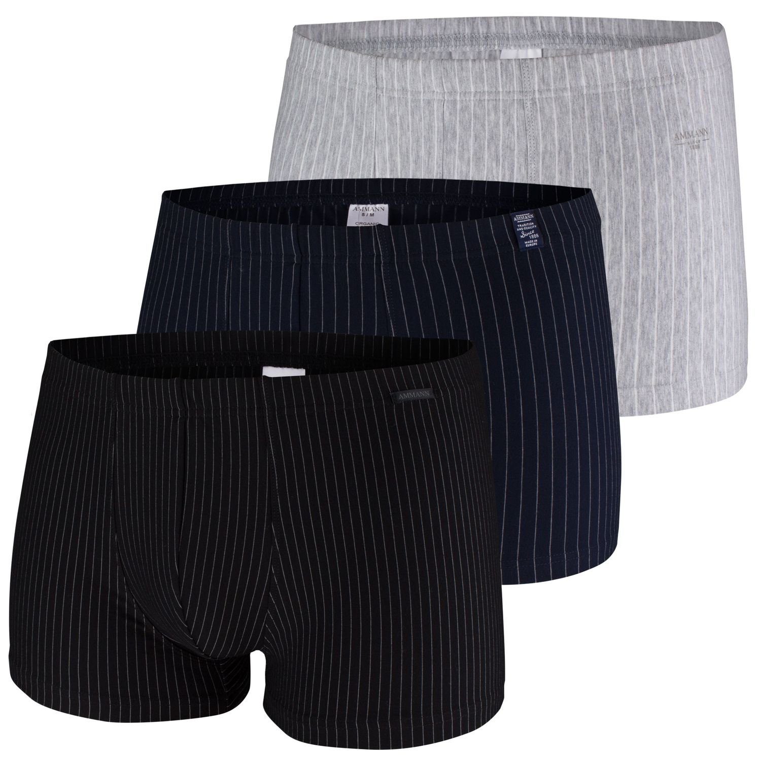 Ammann Boxershorts Smart & Stripes (3-St) ohne Eingriff, gestreift, komfortabel im 3er Pack