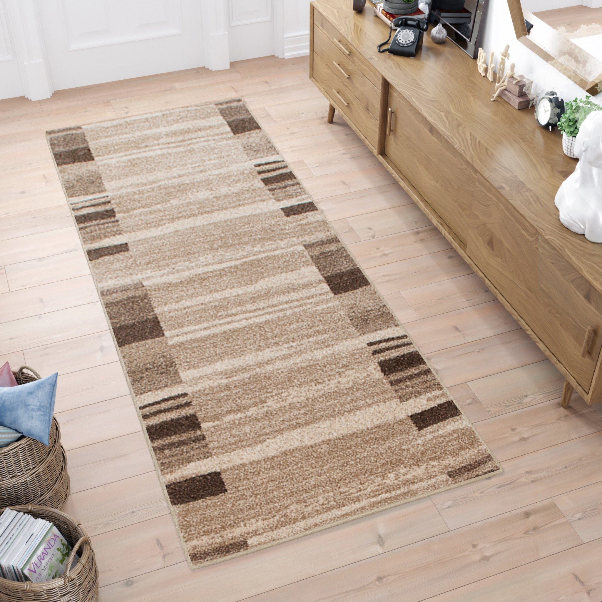 Tapiso Läufer SARI, rechteckig, Höhe: 10 mm, Kurzflor Flurläufer, pflegeleicht, Wohnzimmer Schlafzimmer Flur Küche