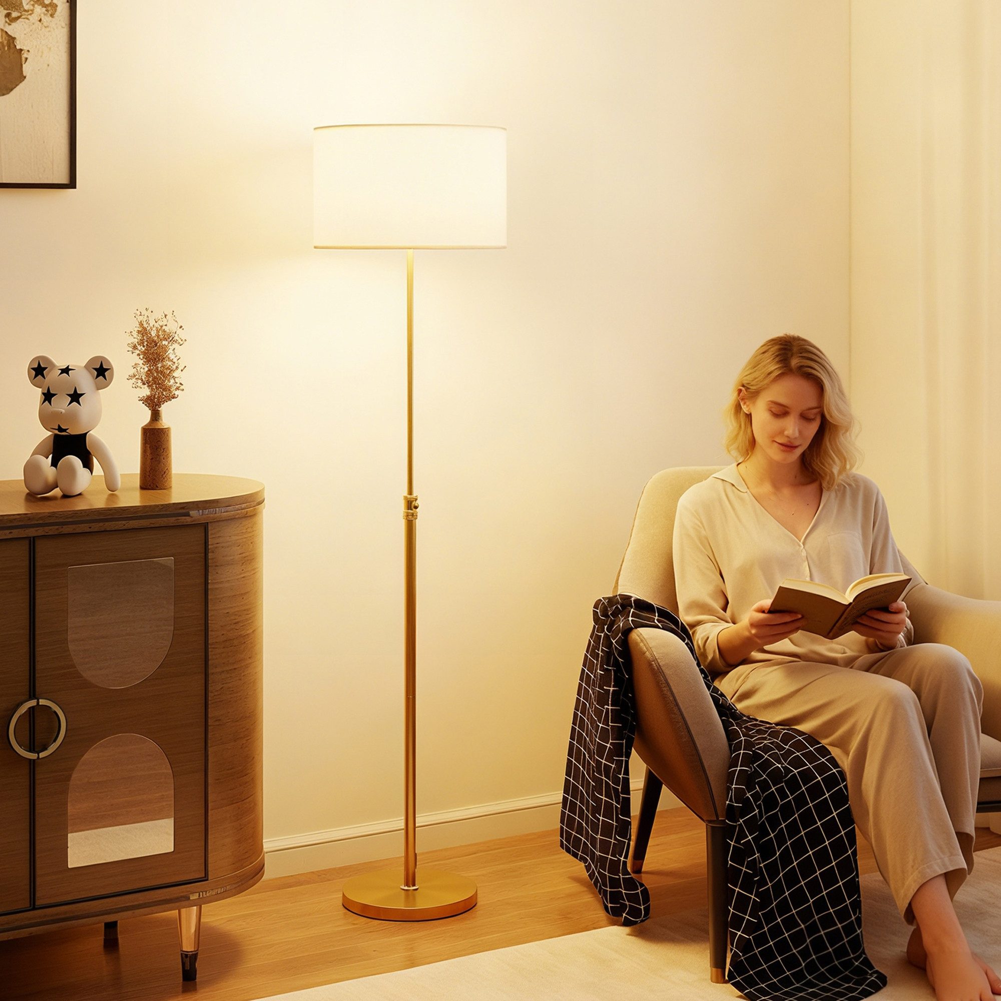 HOMCOM Stehlampe mit einer Fernbedienung und einem Fußschalter, Dimmfunktio günstig online kaufen