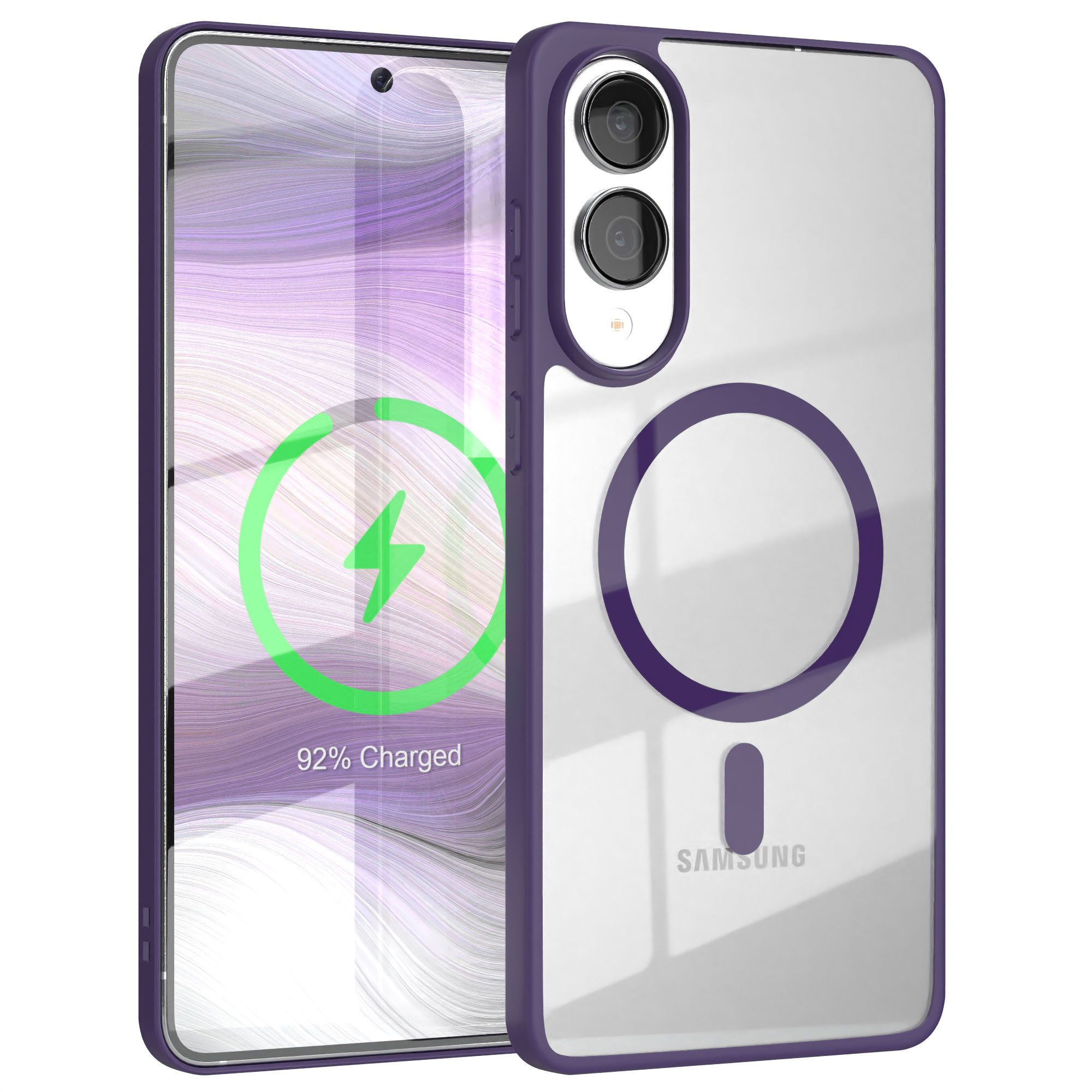 EAZY CASE Handyhülle Transparente Hülle mit MagSafe Galaxy S25 Edge 6,7 Zoll, Hülle mit Kameraschutz, Smart Case kompatibel mit Magsafe, Violett