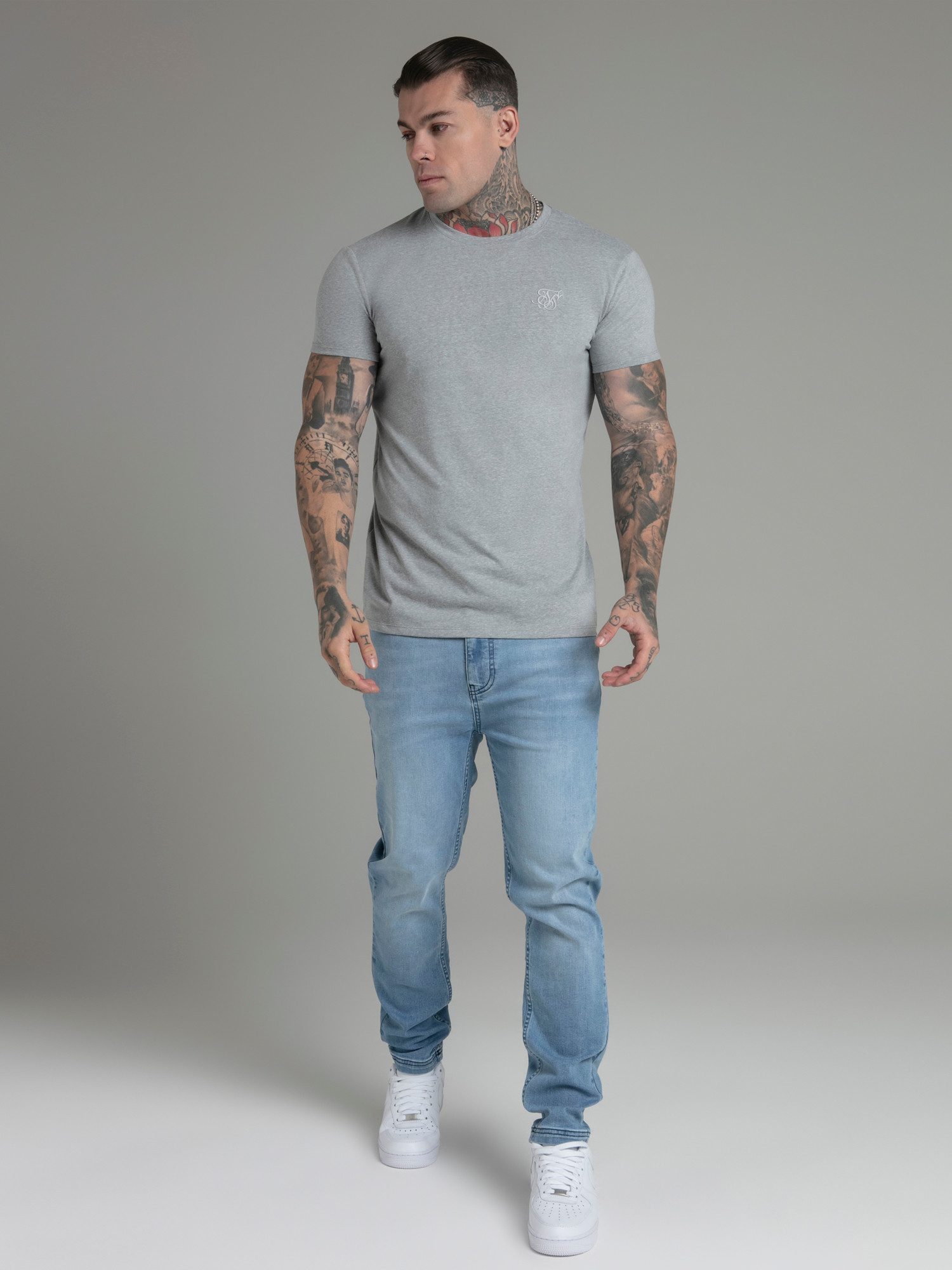 Siksilk T-Shirt SikSilk Herren Grau Marl T-Shirt günstig online kaufen