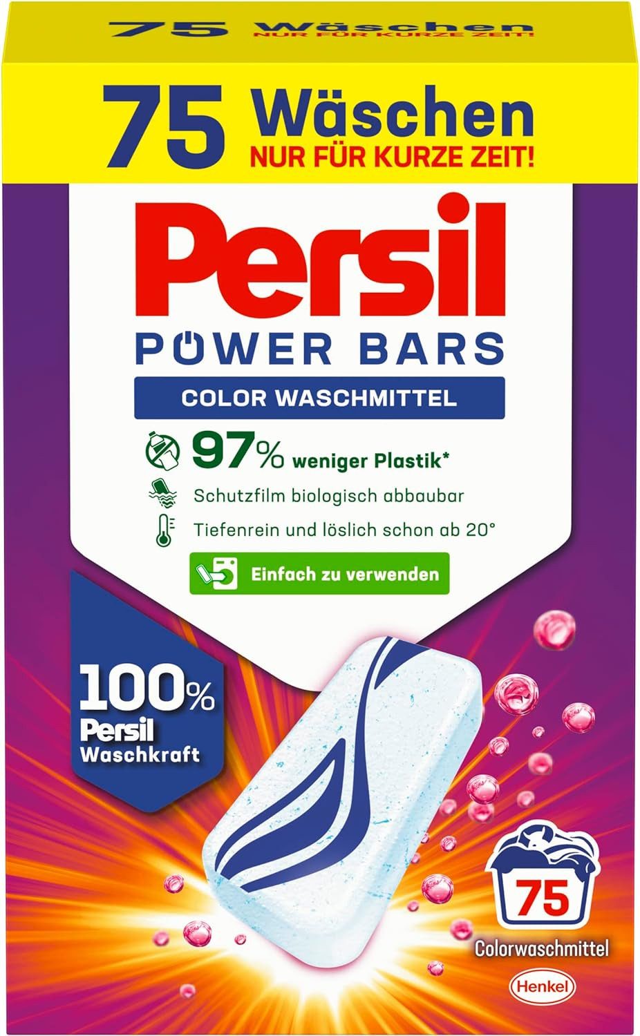 Persil Persil Power Bars Color Waschmittel 75 Waschladungen Vordosiertes Bunt Colorwaschmittel