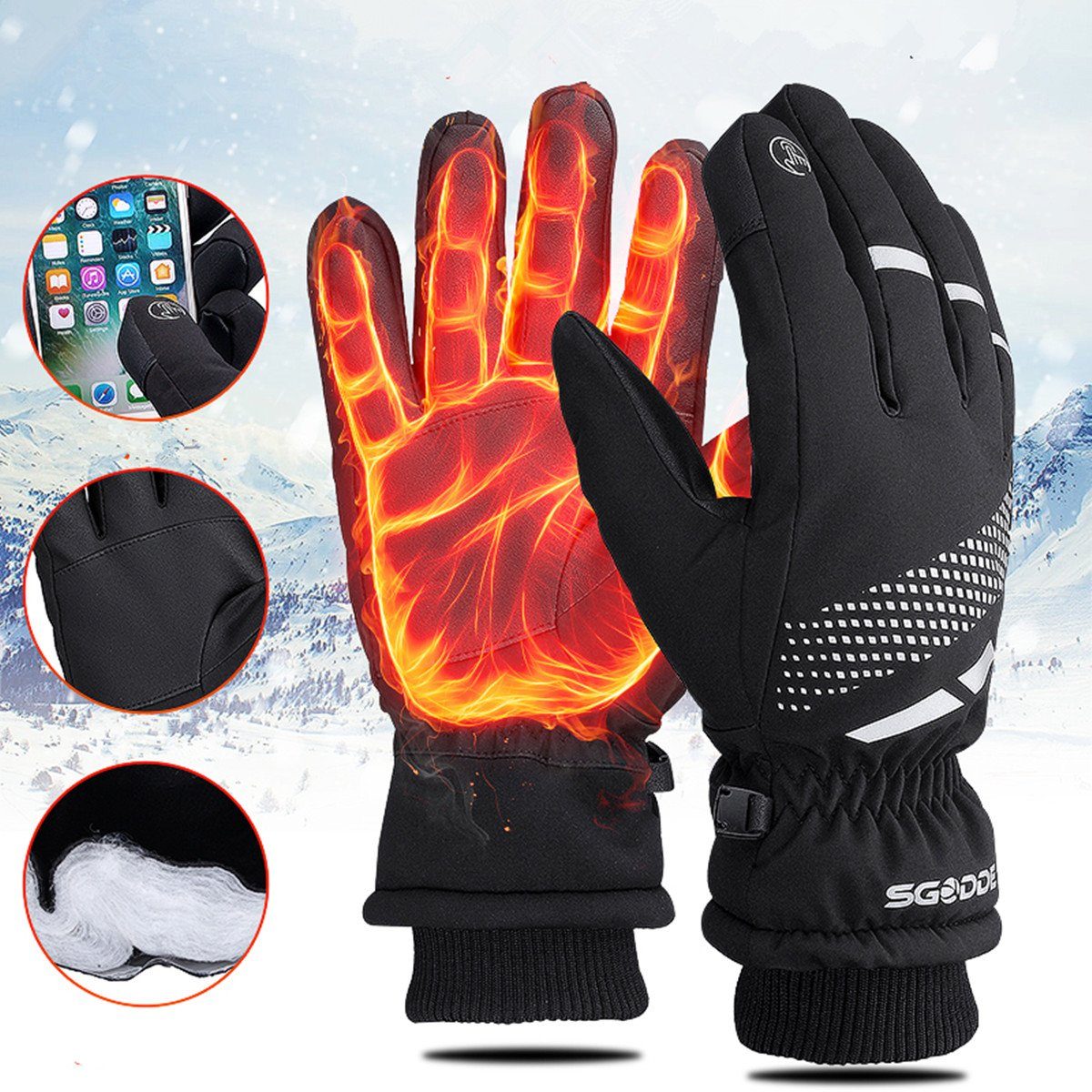MAEREX Skihandschuhe (Winter Wasserdicht Winddicht Fahhrad XL) Handschuhe Touchscreen Sports Motorrad