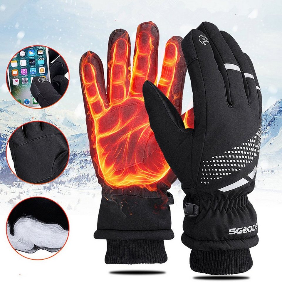 MAEREX Skihandschuhe (Winter Fahhrad Motorrad Sports Handschuhe XL)  Touchscreen Winddicht Wasserdicht