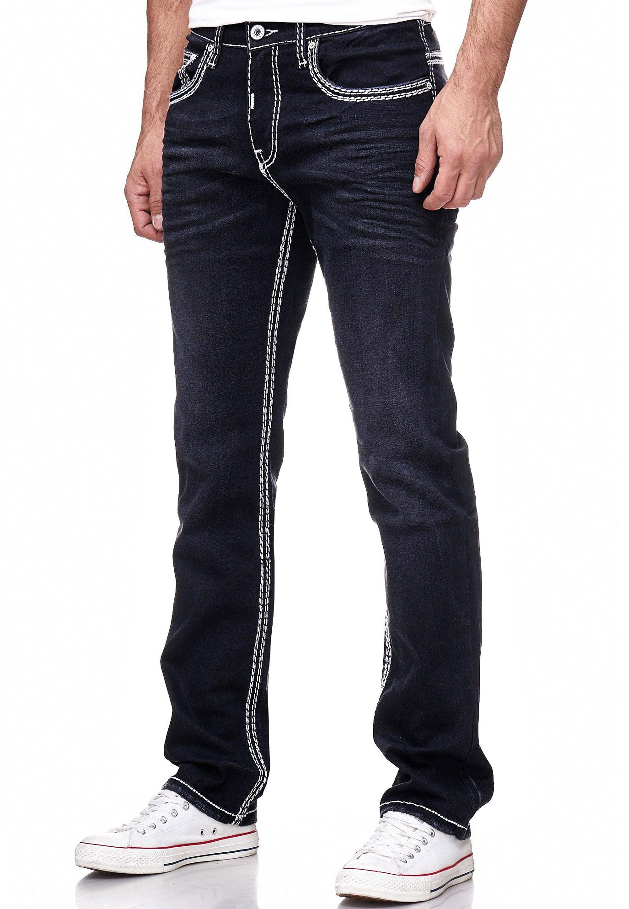 Rusty 7 Kontrastnähten Neal LEVIN mit trendigen Straight-Jeans