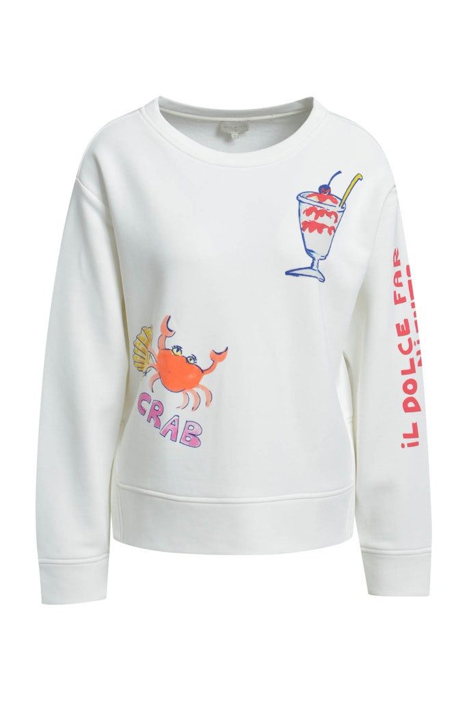 Milano Italy Strickpullover ROUND NECK SWEATSHIRT W/ AW & SLITS