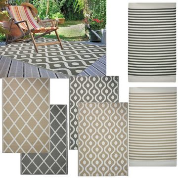 Outdoorteppich Outdoor-Teppich - Balkon- & Terrassenteppich - 120x180cm - Muster Grau, JEMIDI, Höhe: 88,00 mm