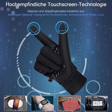 Juoungle Fahrradhandschuhe Winter warme Laufhandschuhe Touchscreen rutschfeste Fahrradhandschuhe wasserdicht, Touchscreen-Handschuhe, winddichte Laufhandschuhe